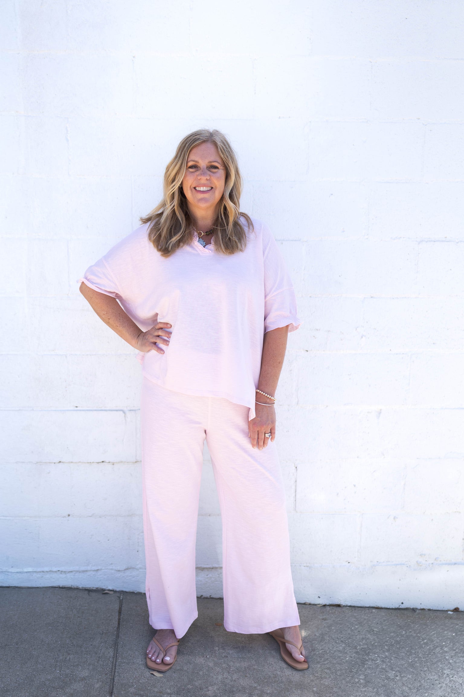 Amelia Blush Ruffle Tee