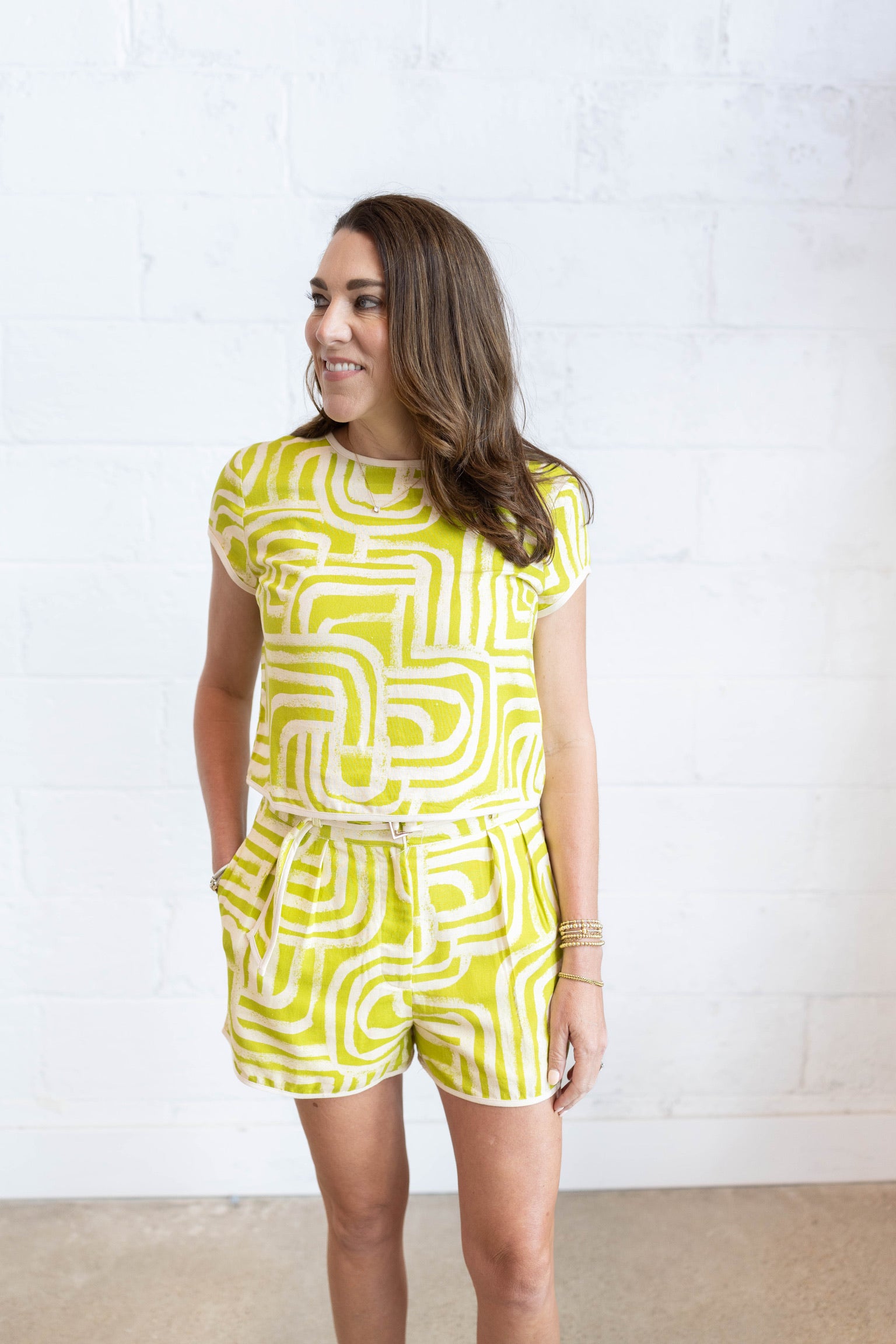 Linnea Matcha Maze Top