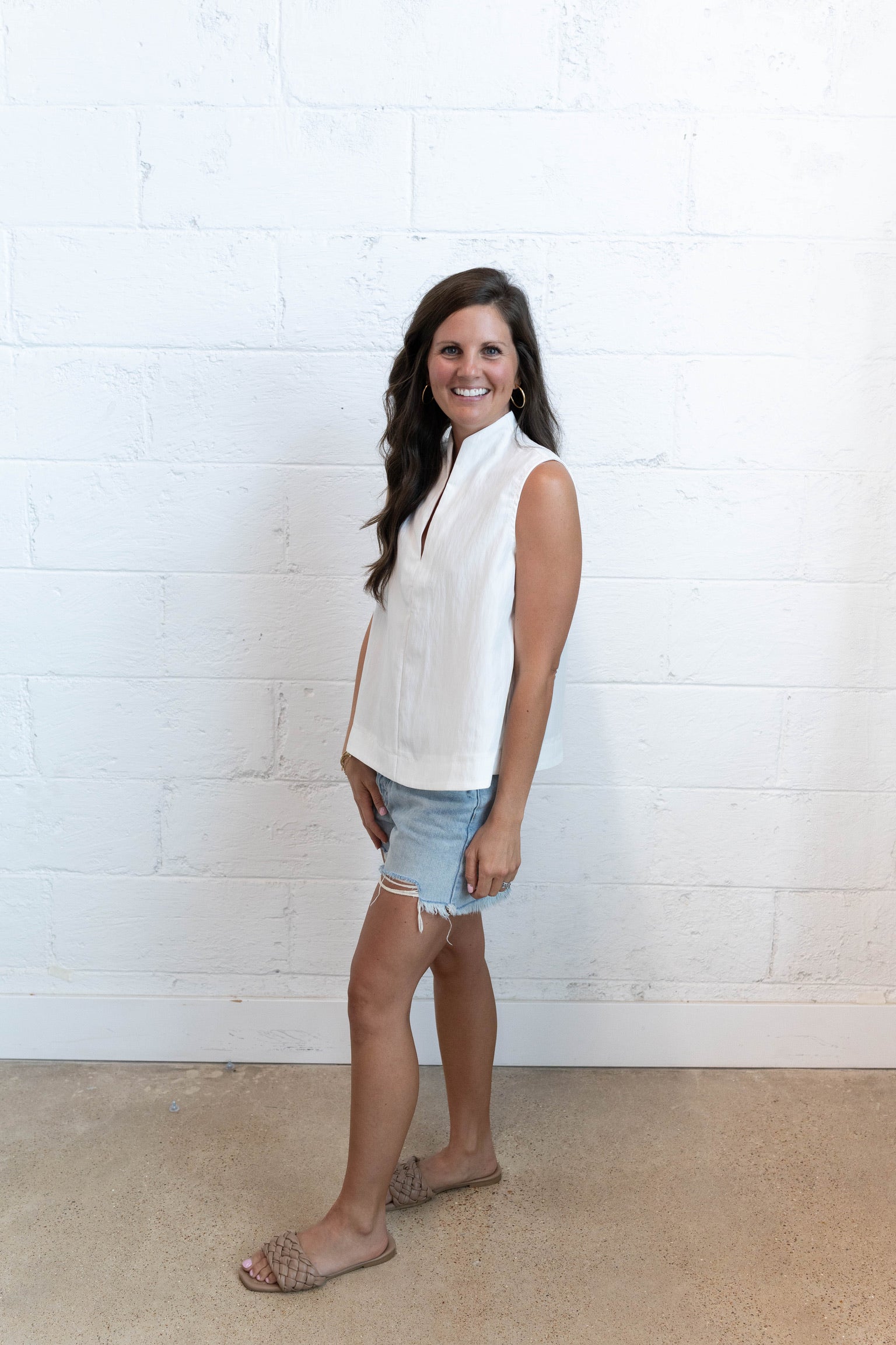 Stand Collar Sleeveless Top