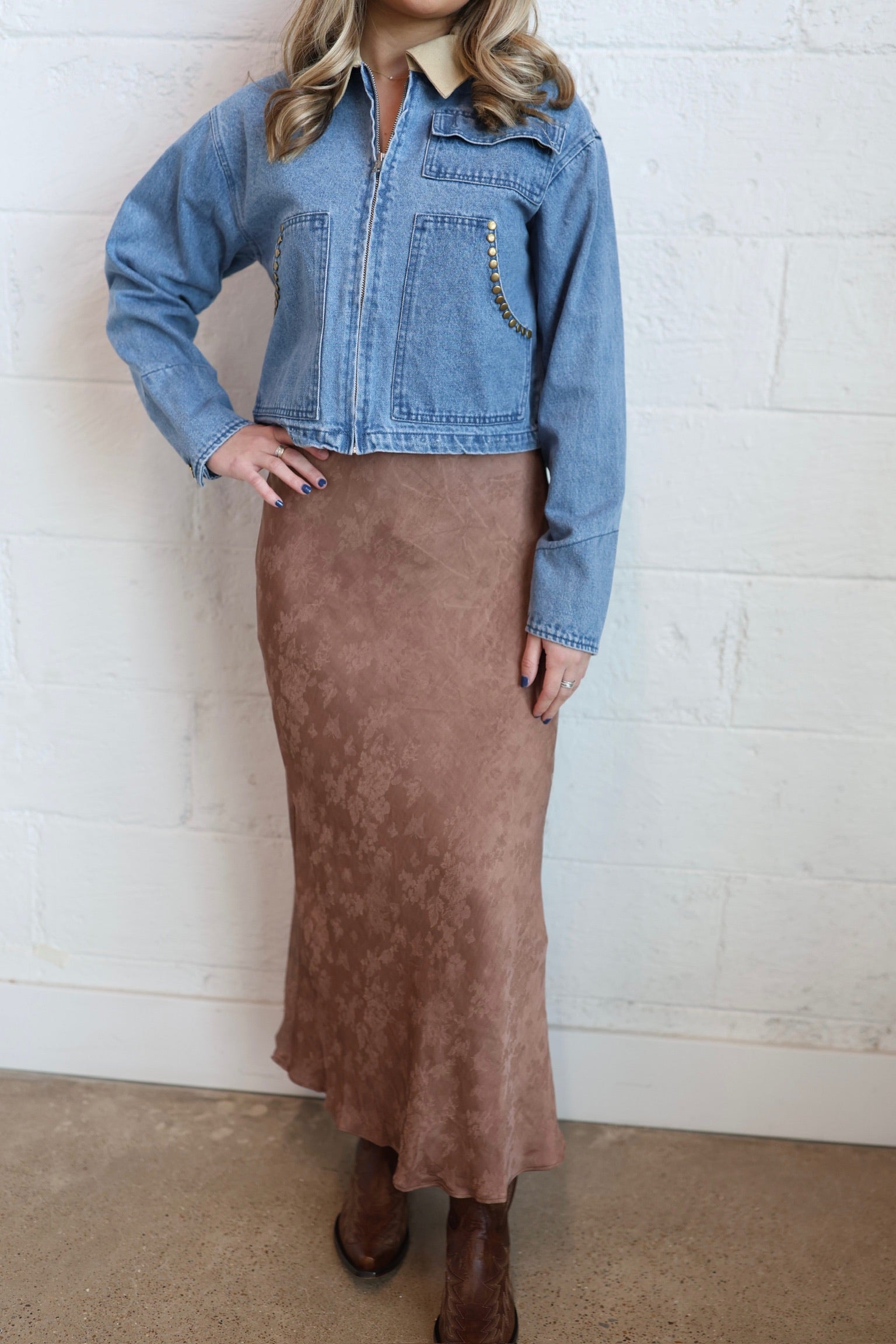 Floral Jacquard Midi Skirt