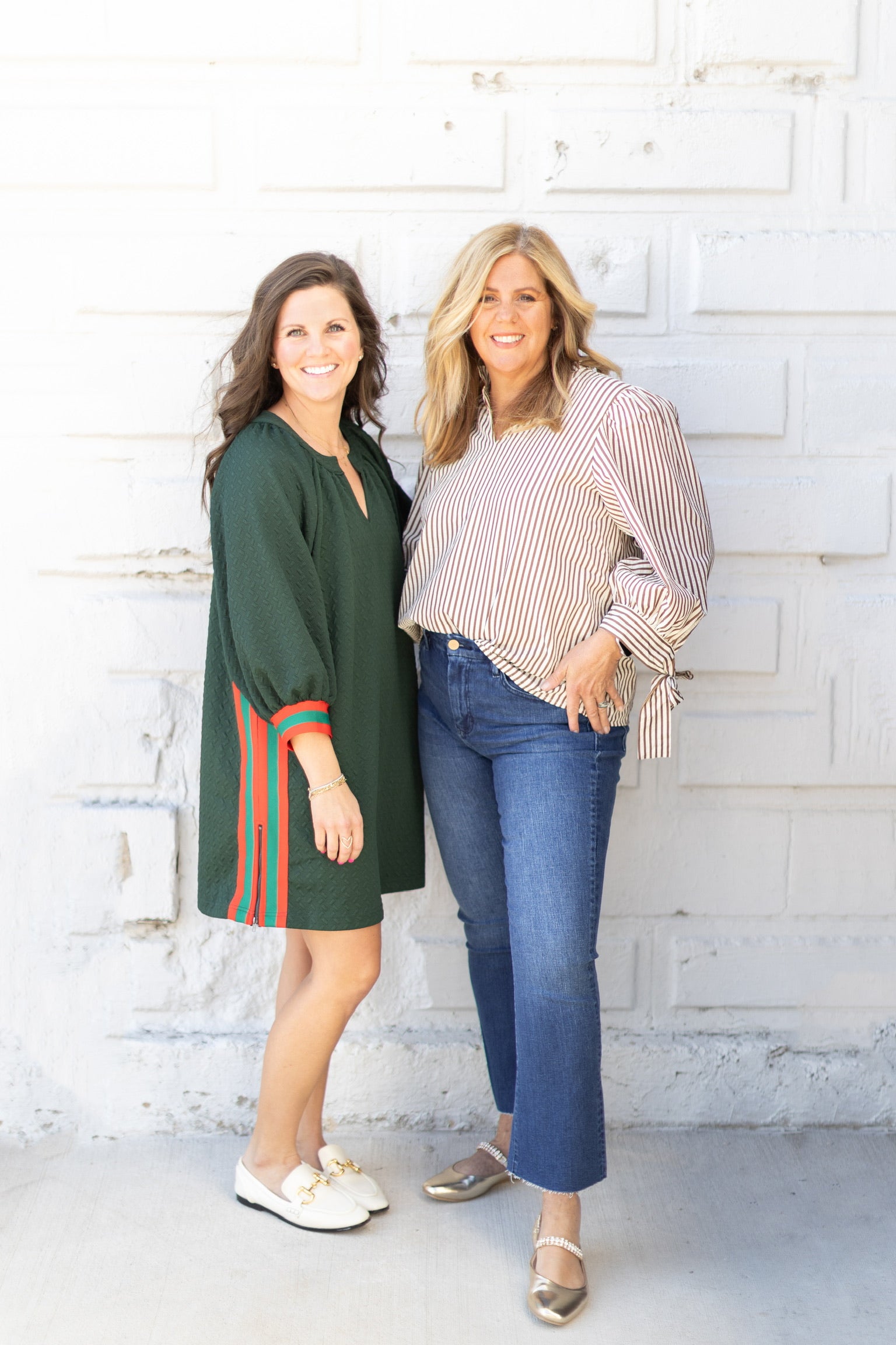 Shelly Stripe Bow Top, Taupe