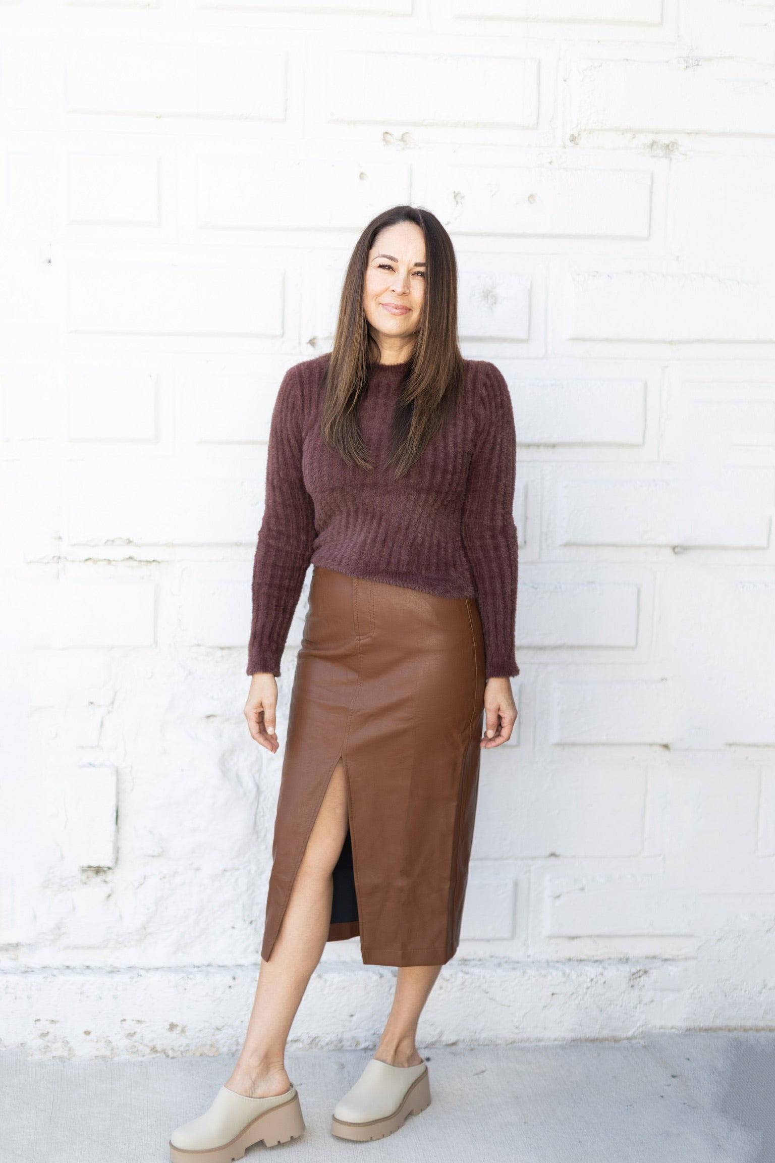 Leather Midi Skirt