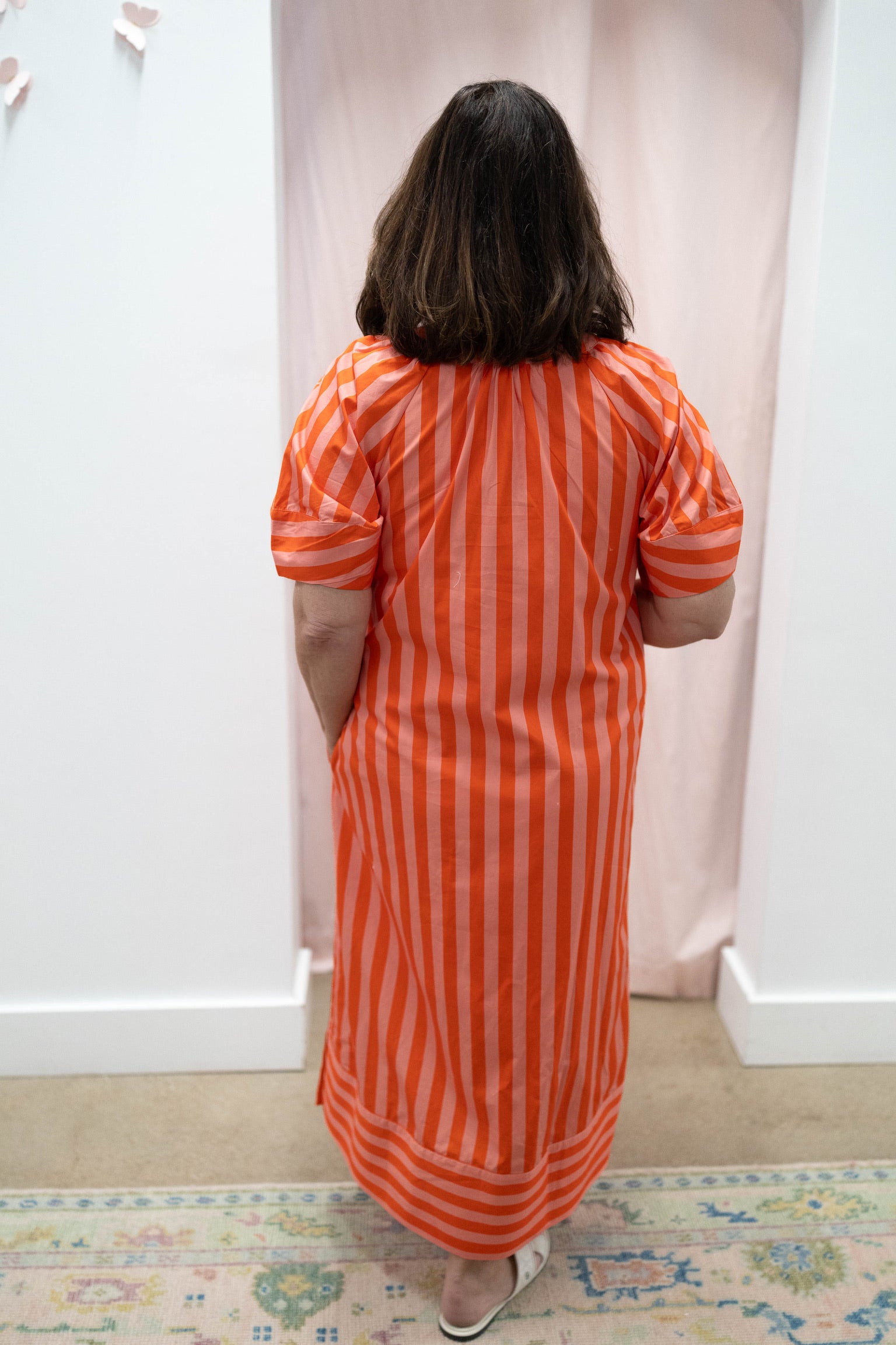 Stripe Vneck Maxi Dress
