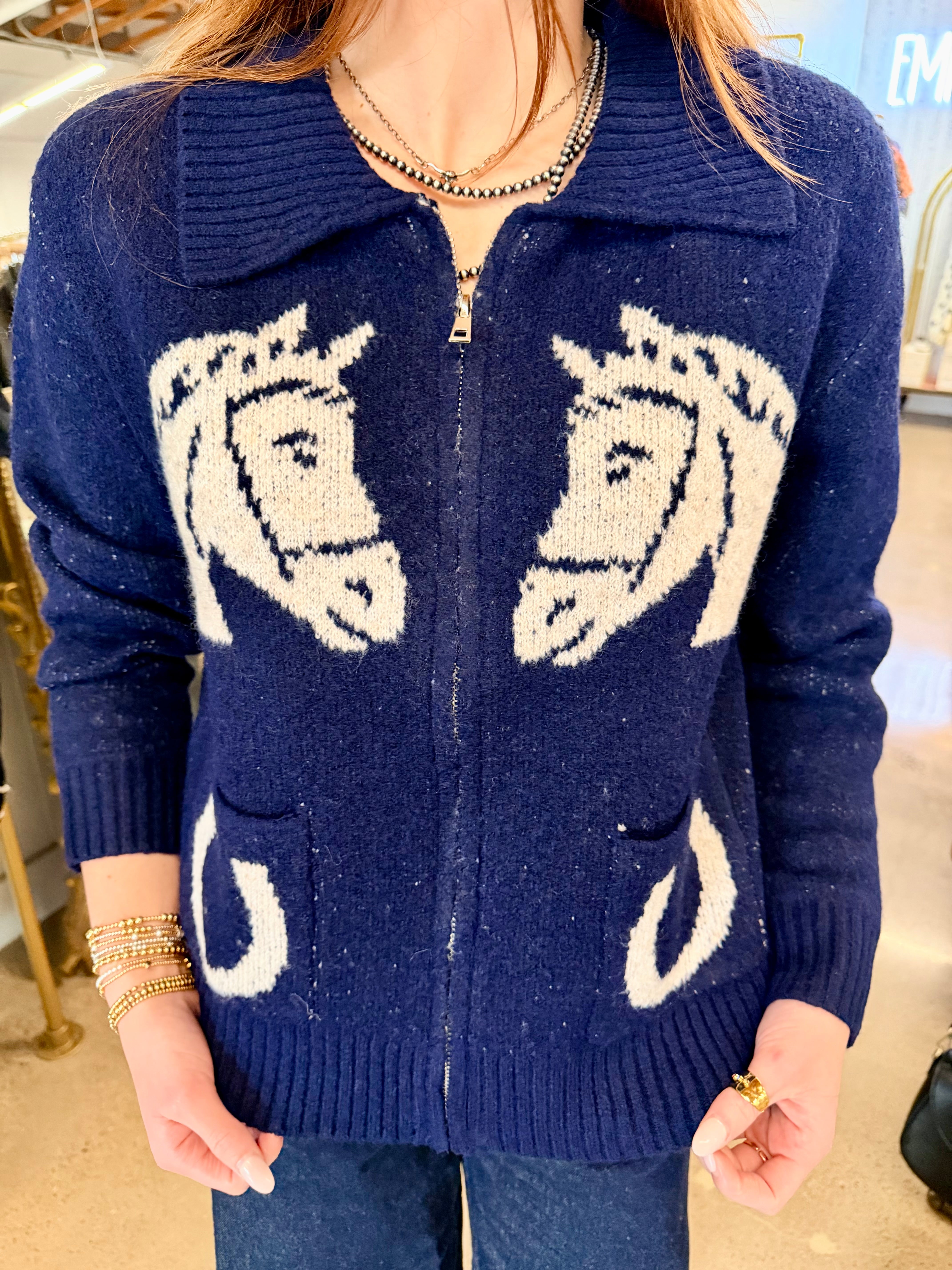 Equestrian Zip Cardigan