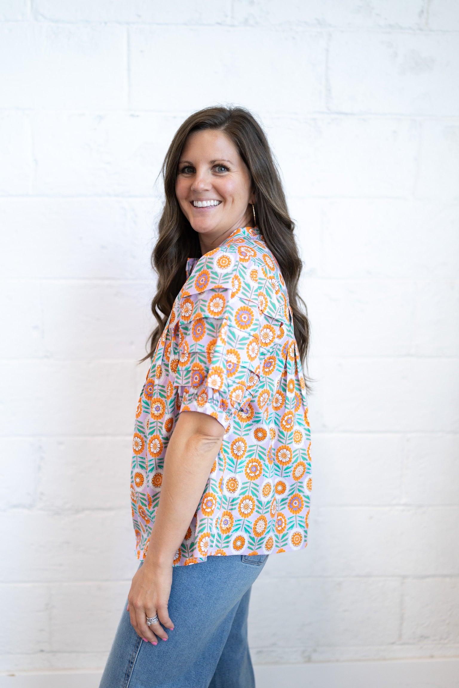 Vivey Floral Pleated Top