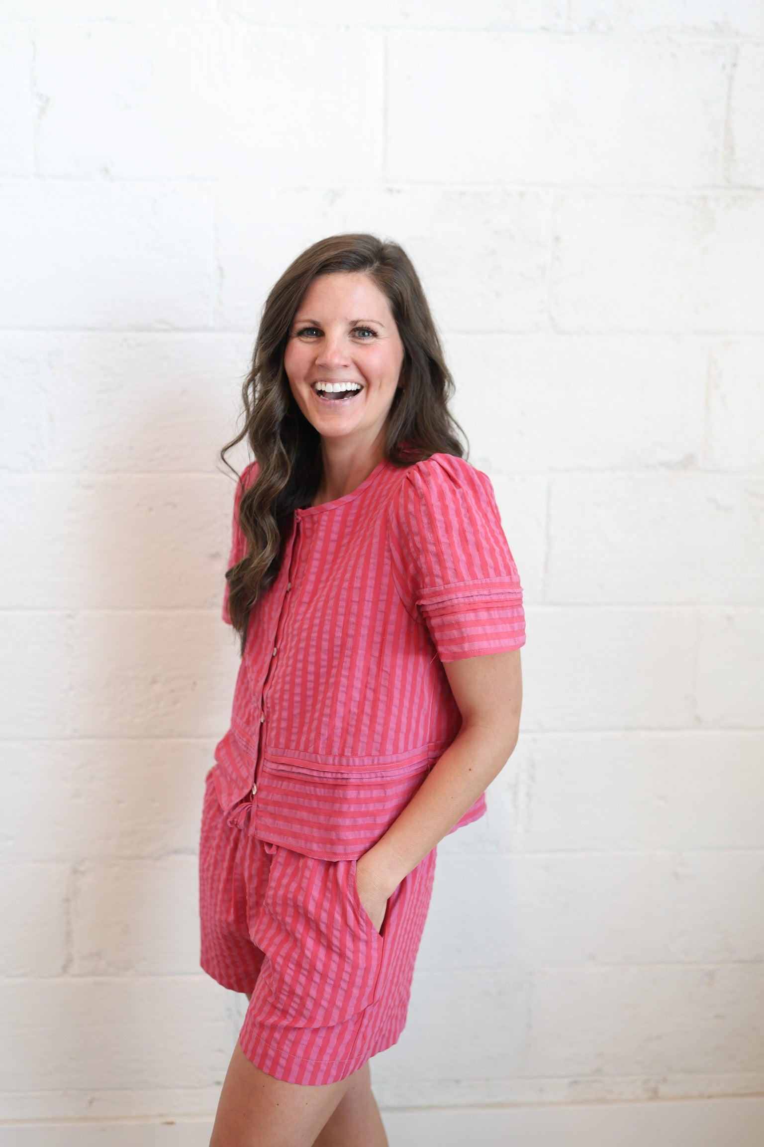 Pink Raspberry Stripe Top