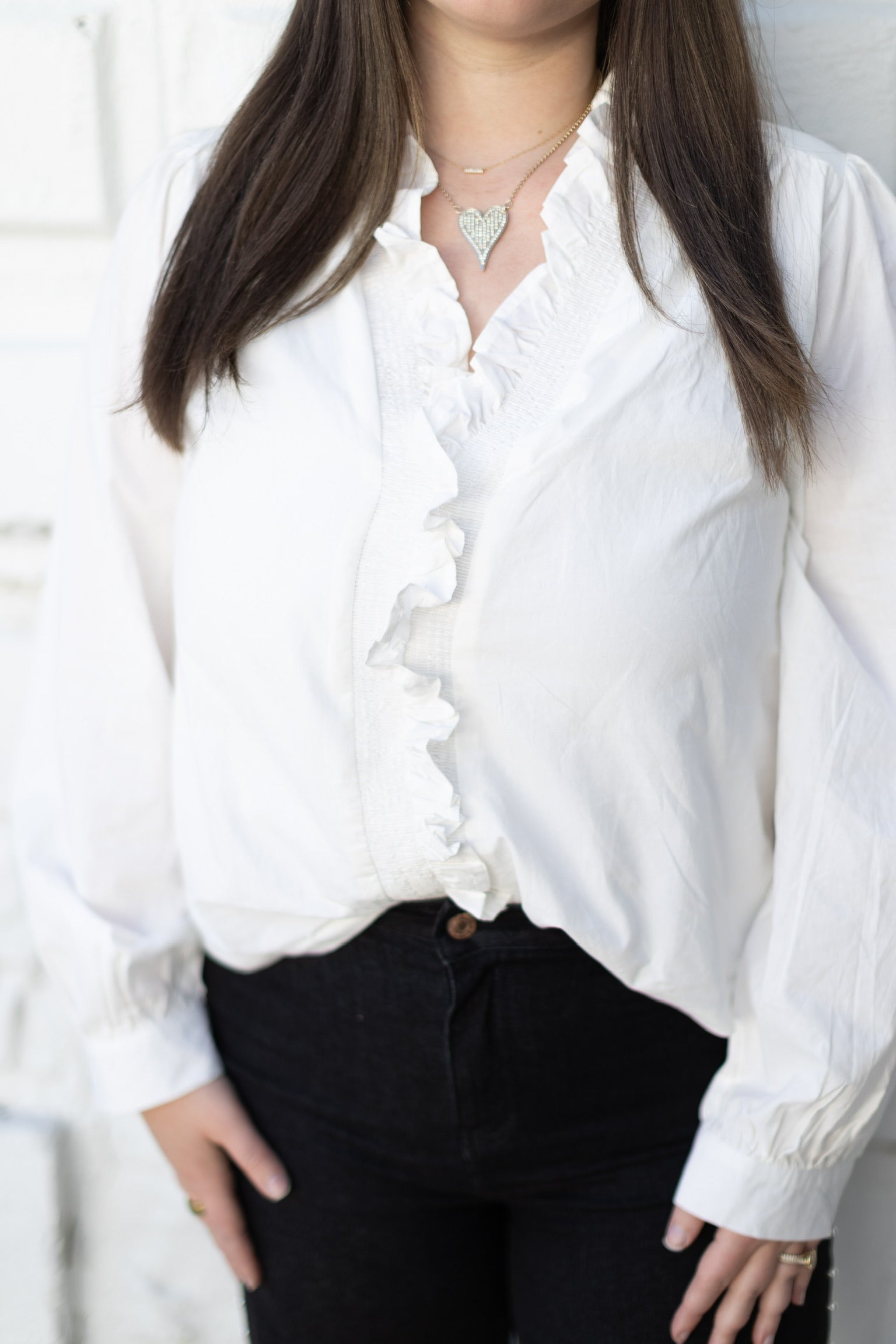 White Ruffle Top