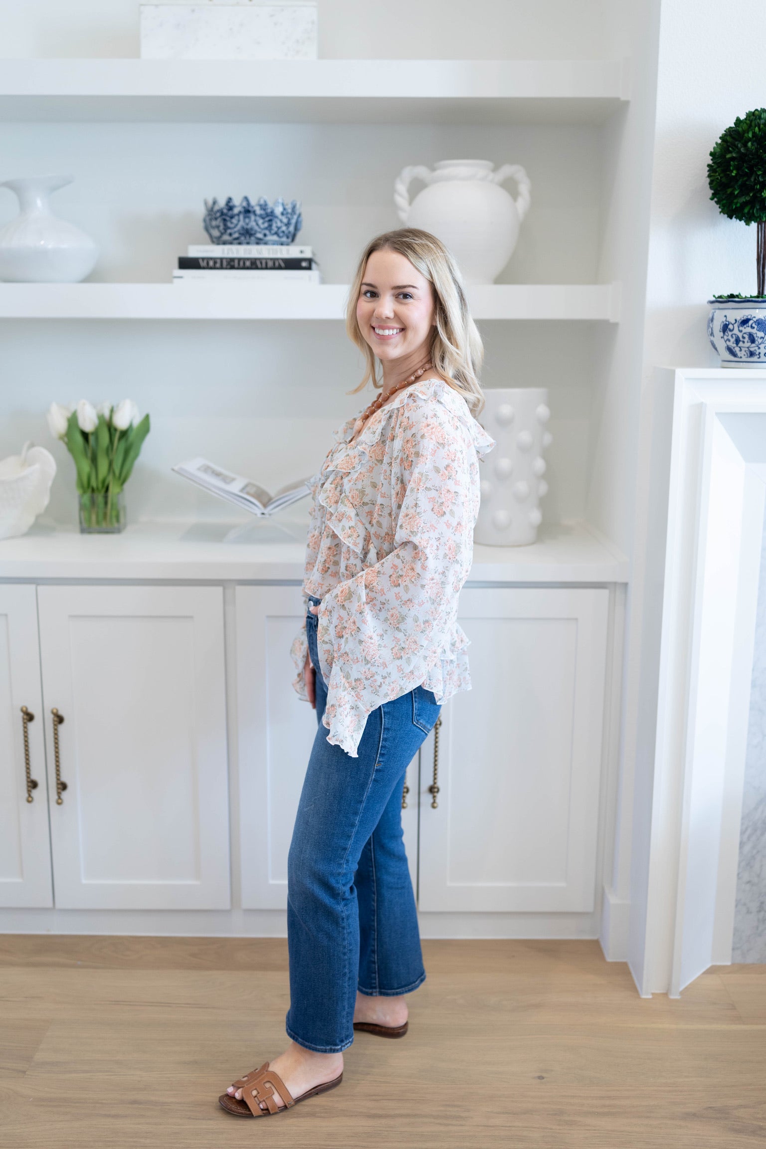 Floral Raglan Ruffle Top