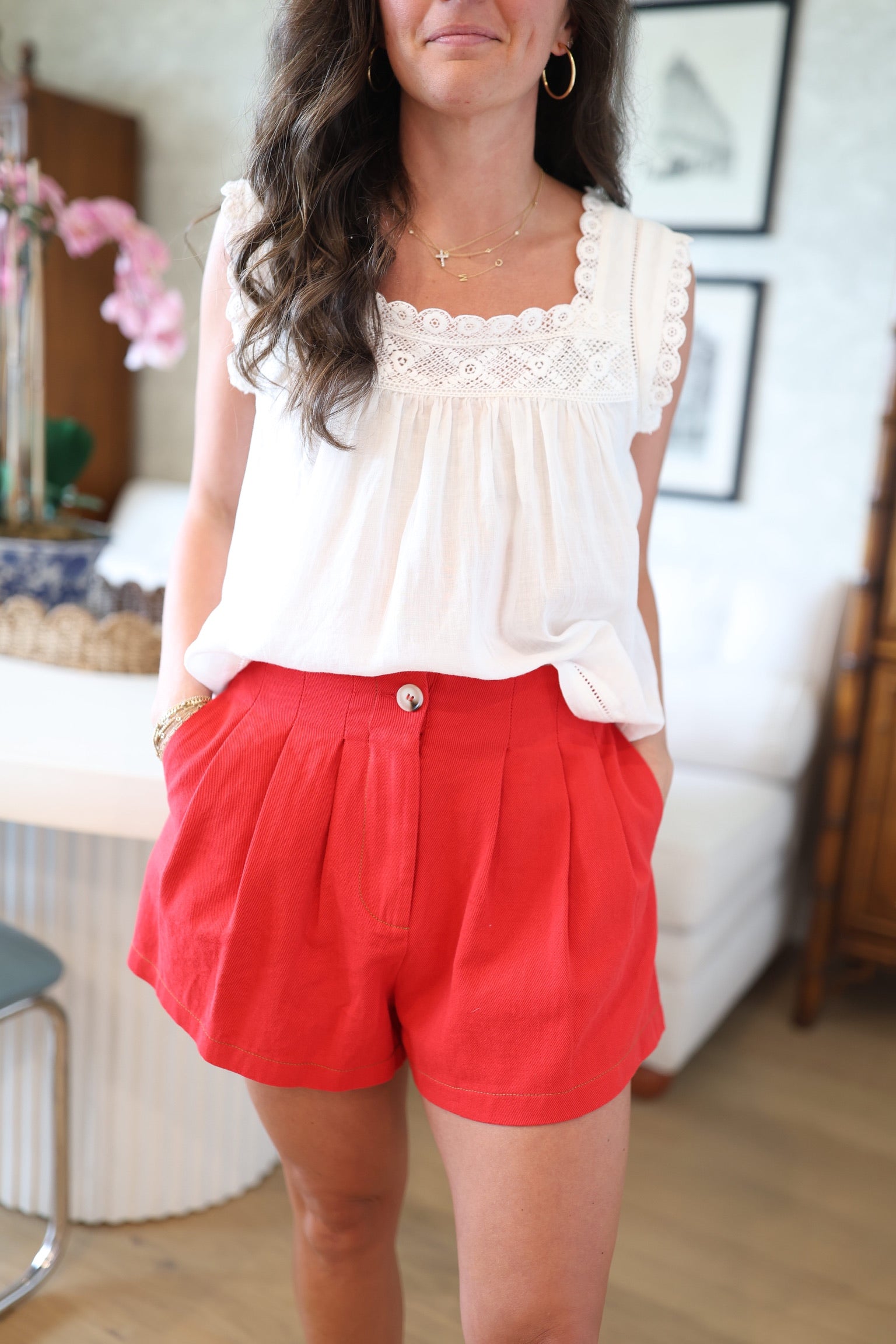 High Waisted Cherry Red Shorts
