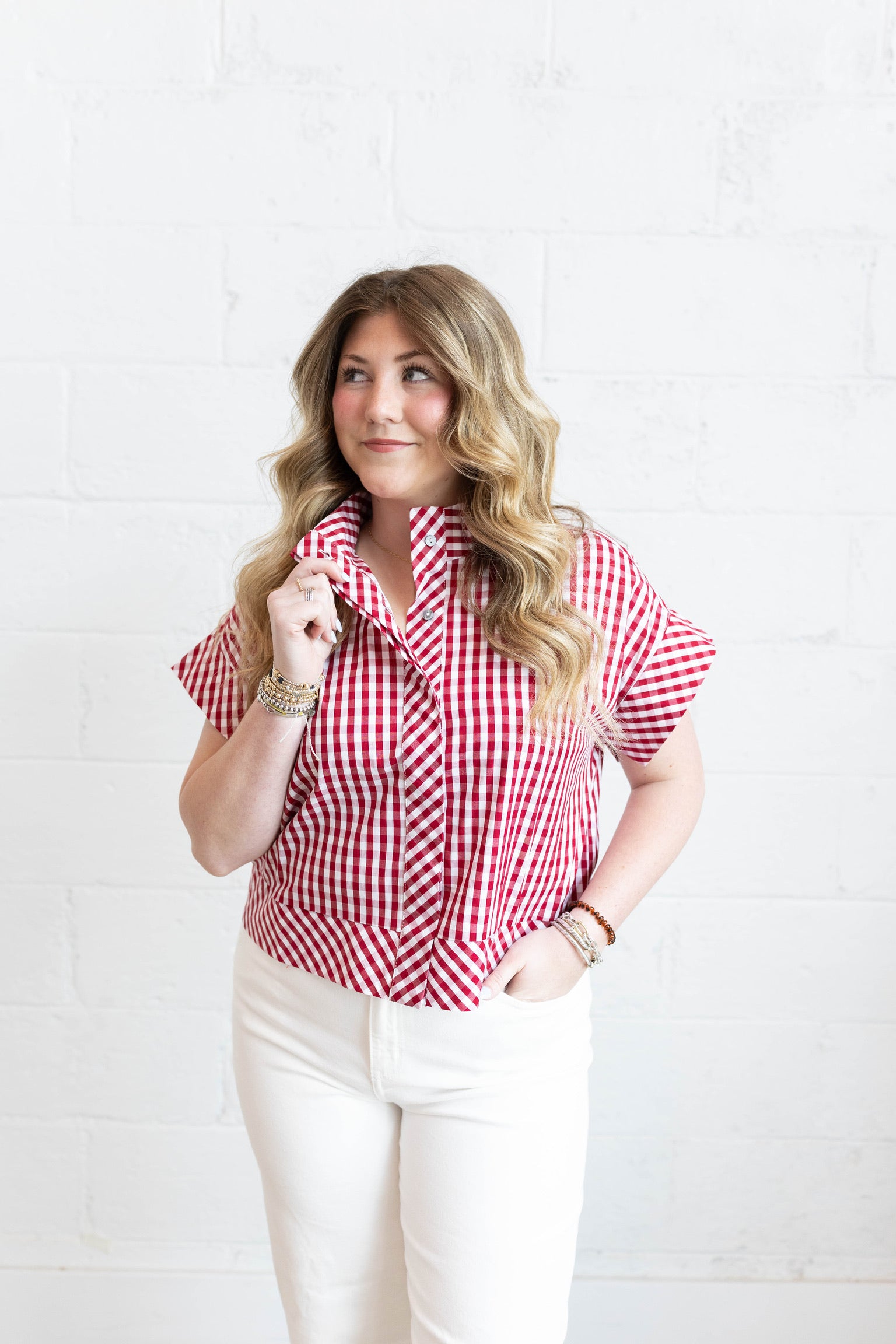 Ruby Red Gingham Top