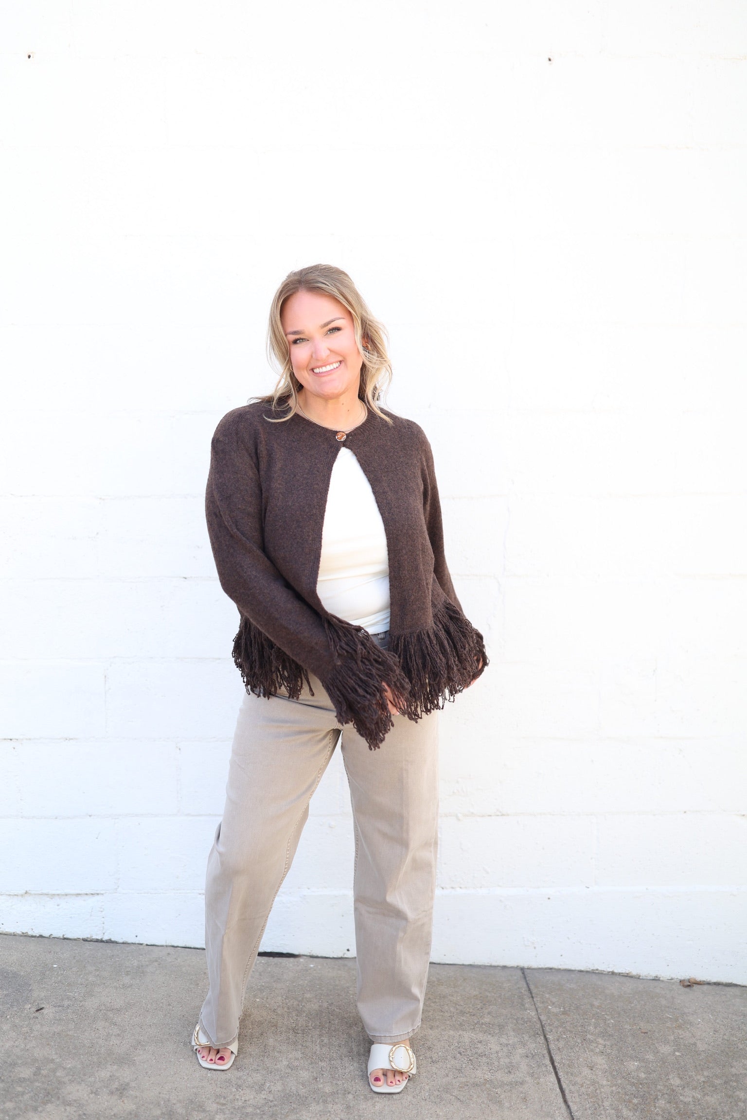 Fringe Knitted Open Cardigan