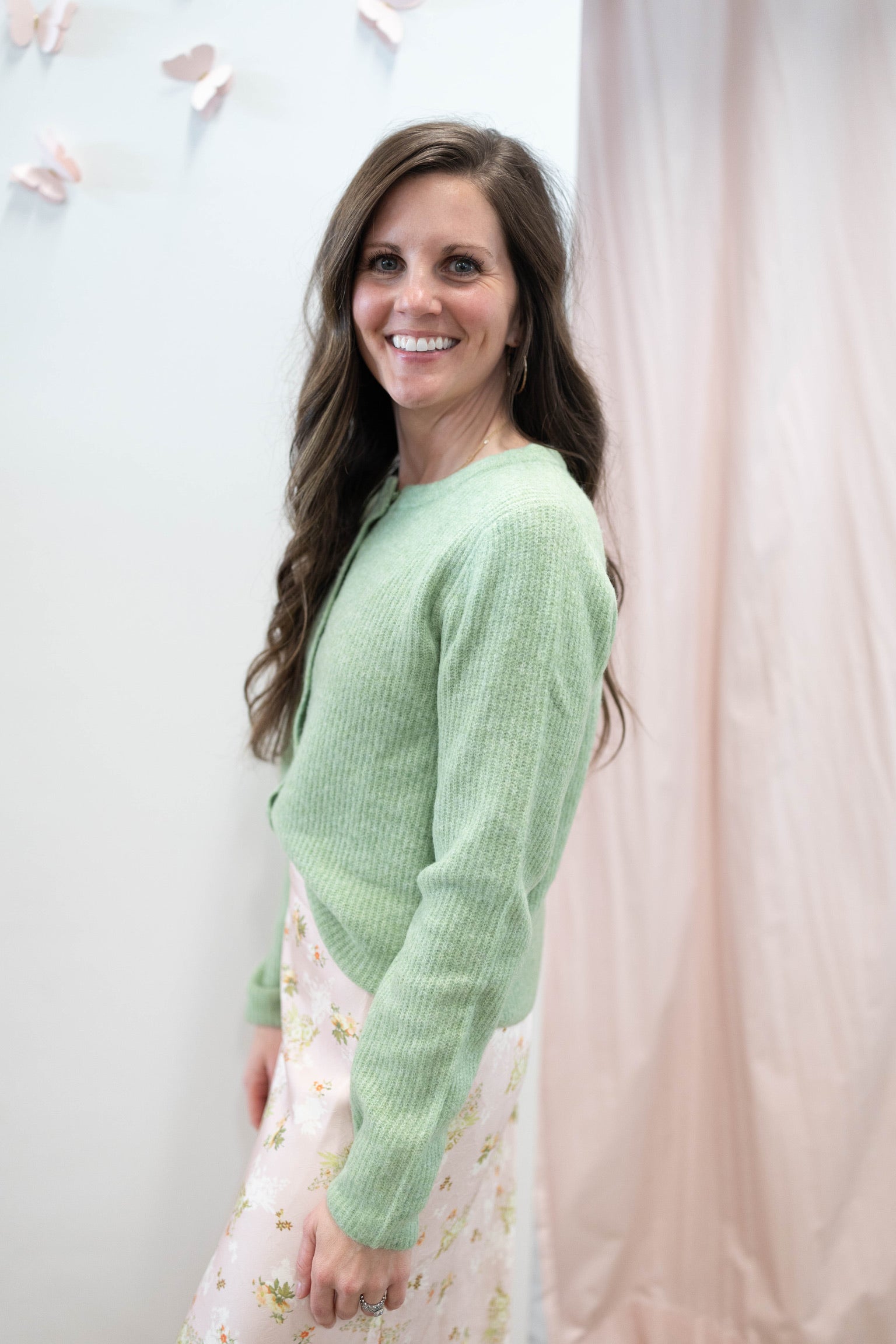 Green Medina Rib Cardigan