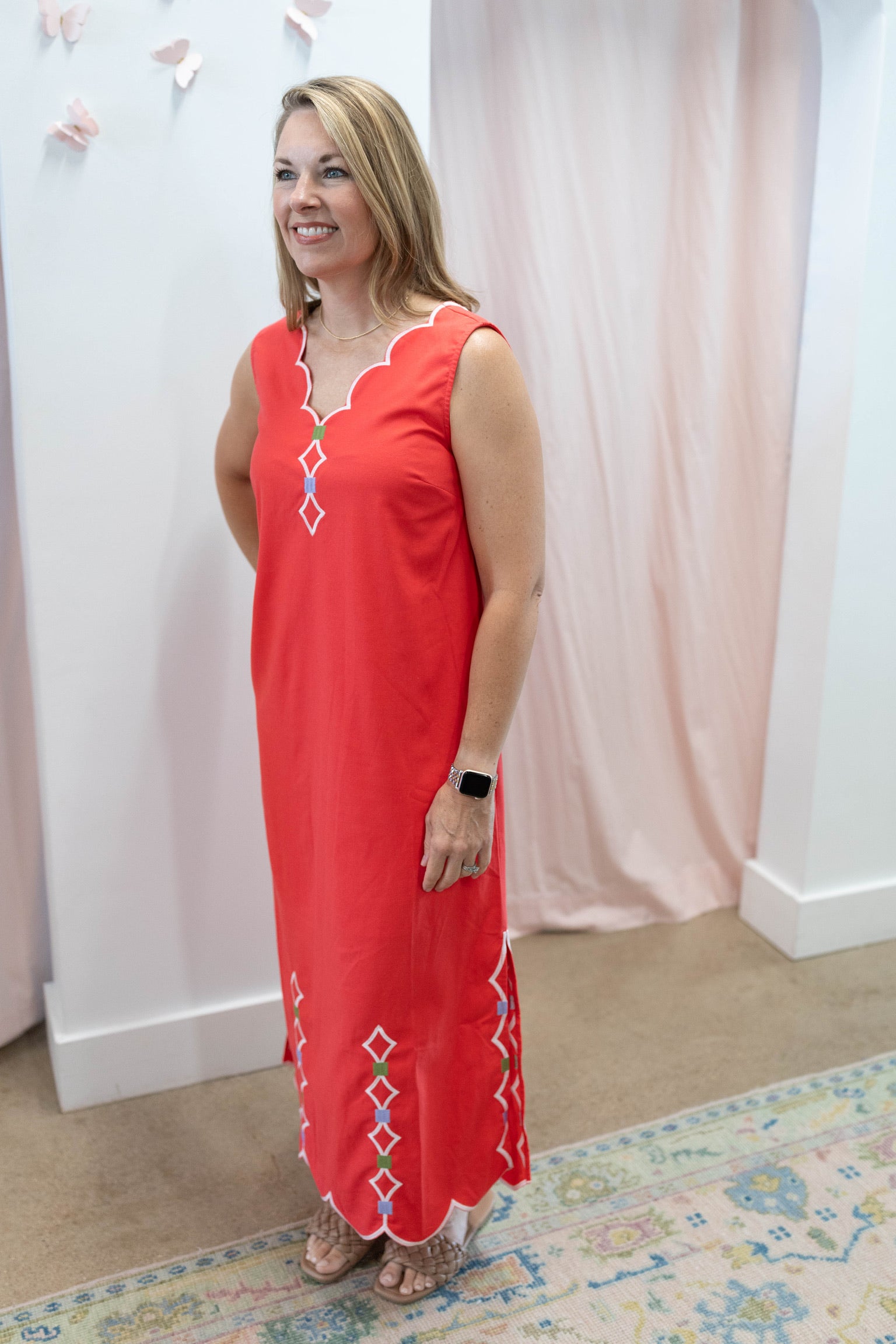 Coral Scallop Dress