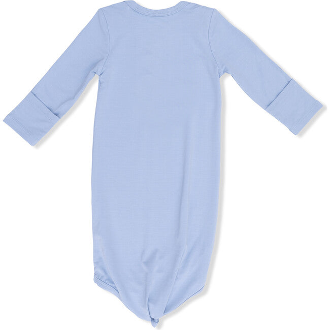 Solid Blue Fog Knotted Gown and Hat