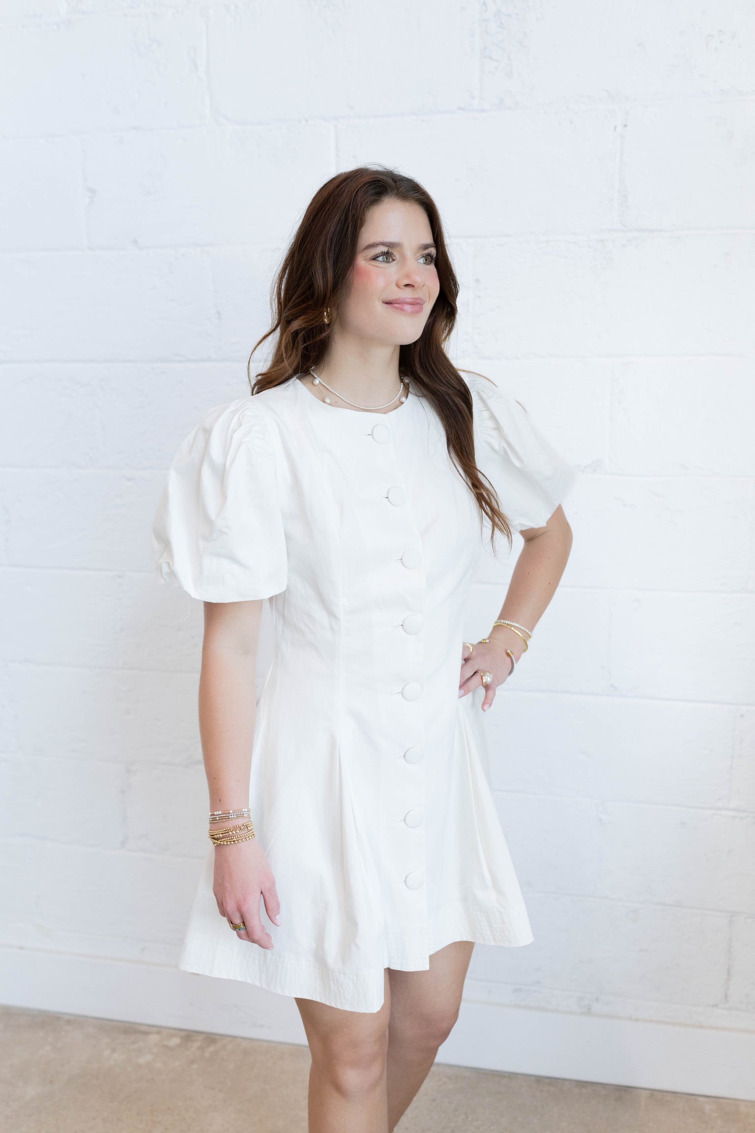 Puff Sleeves Button Down Dress