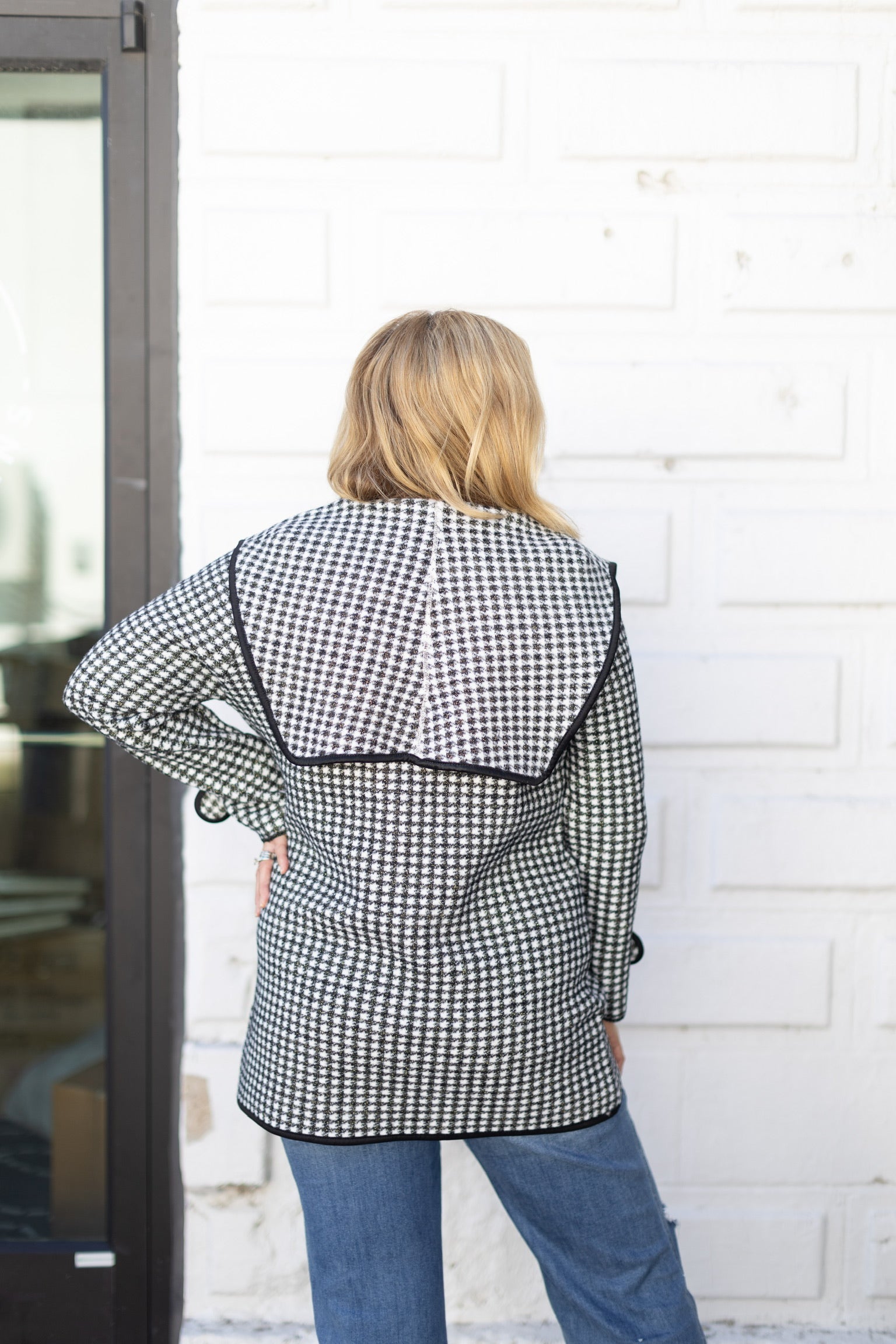 Houndstooth Tie Sweater Jacket