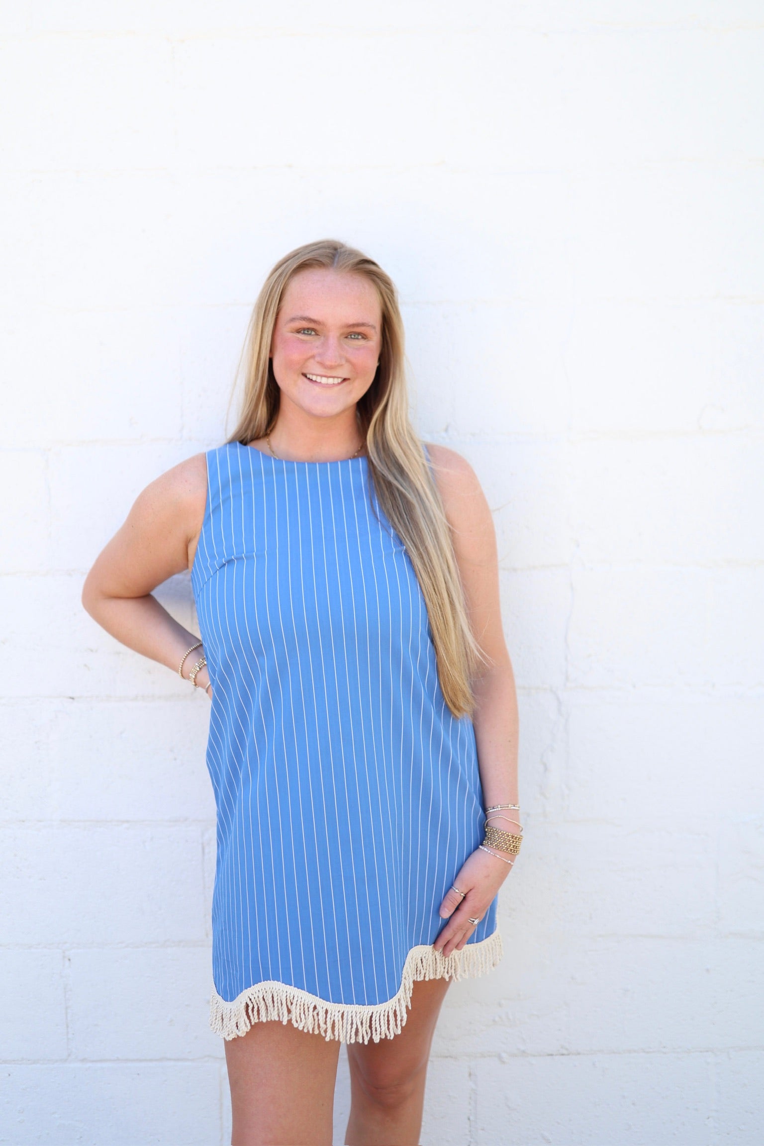 French Blue Fringe Dress