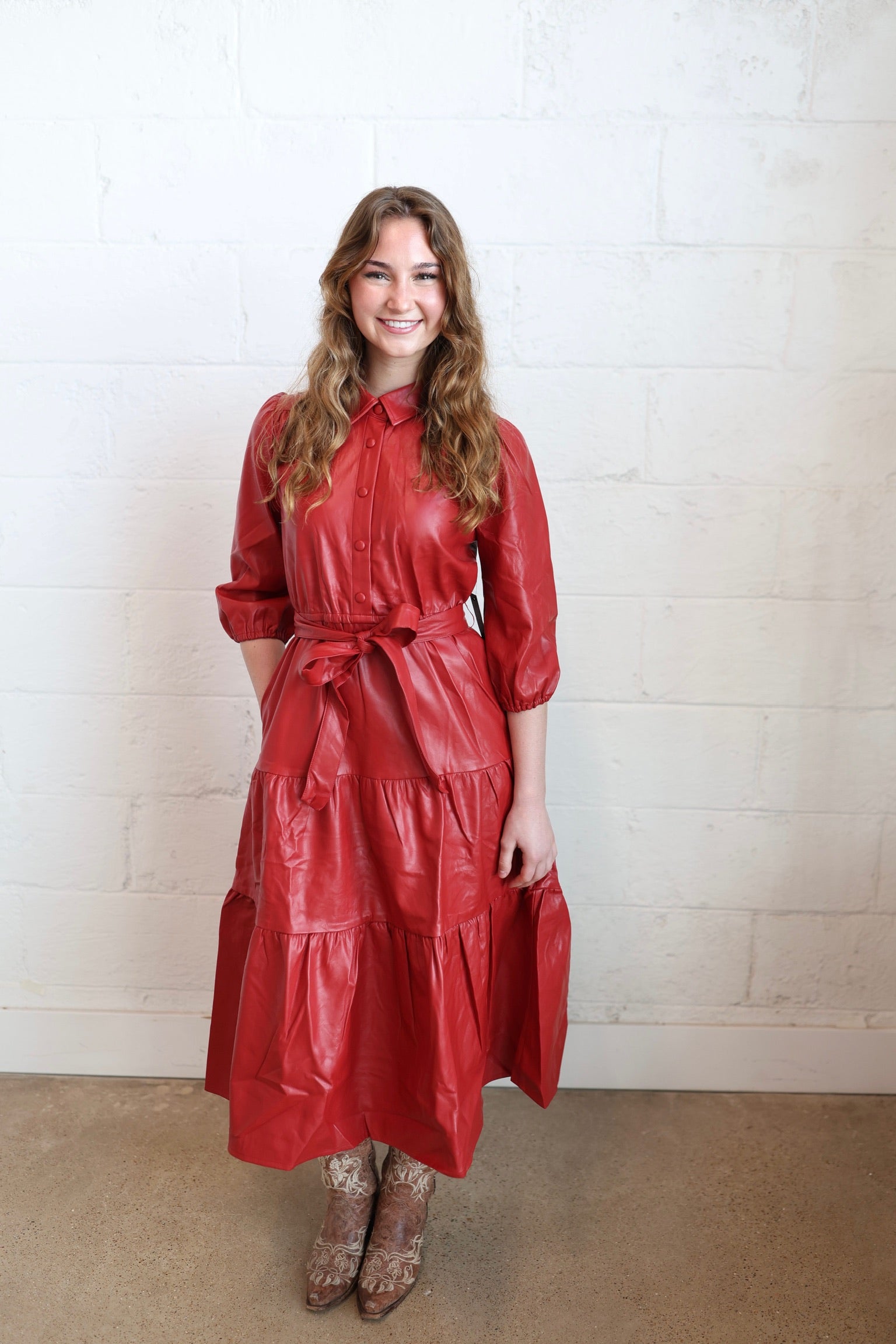 Miranda Red Leather Dress