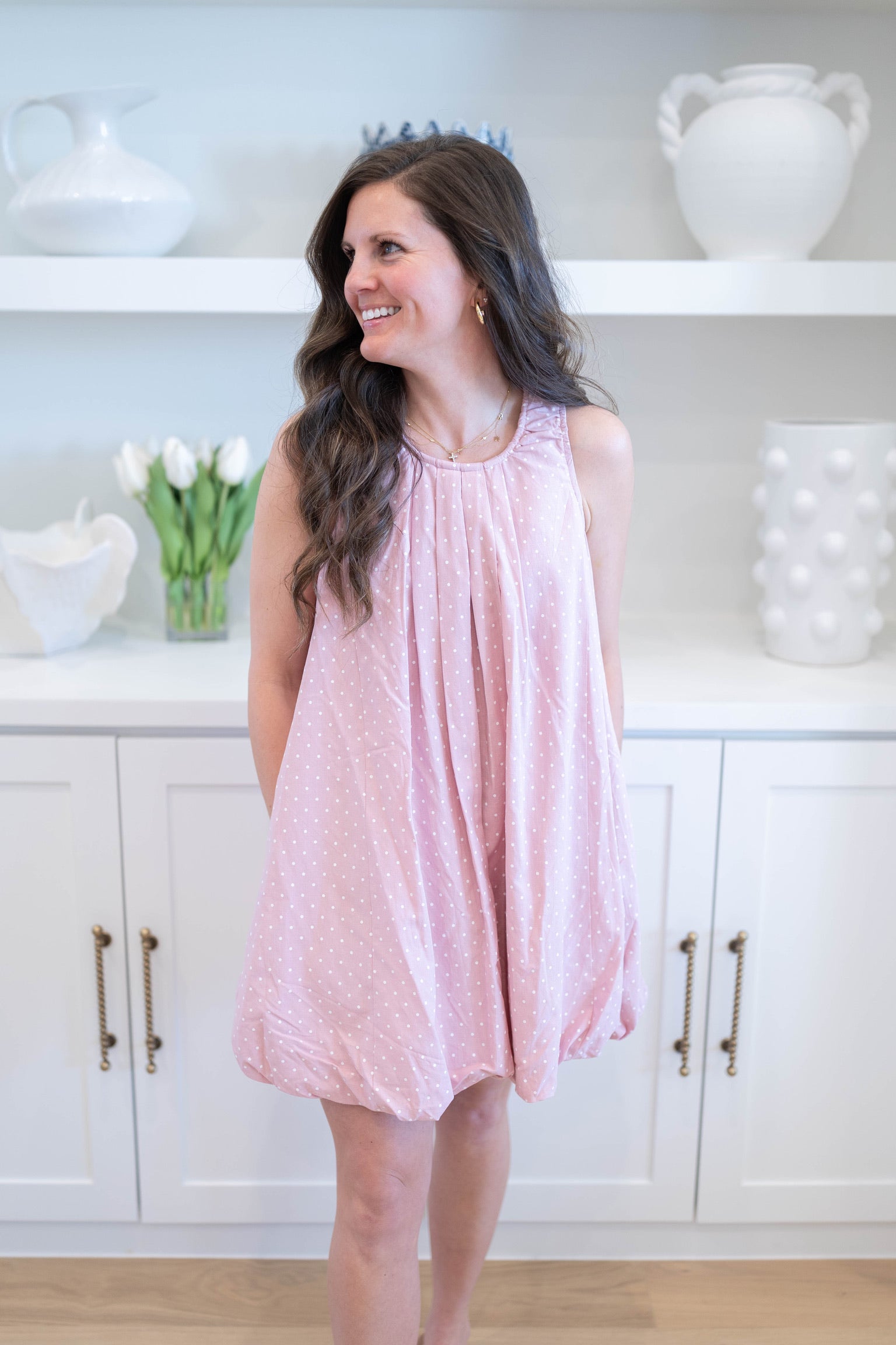 Blush Polka Dot Bubble Dress
