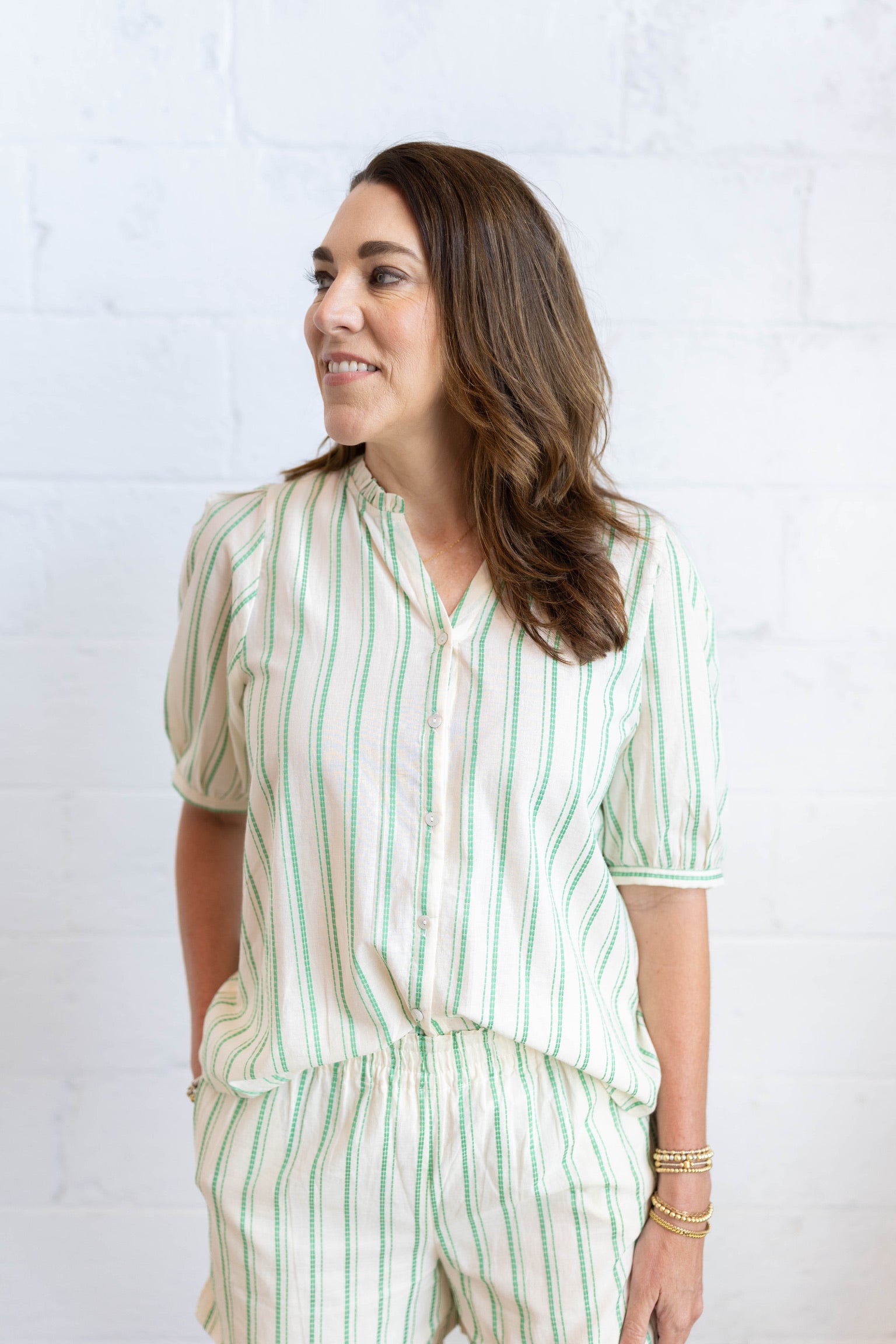 Gracie Green Stripe Top