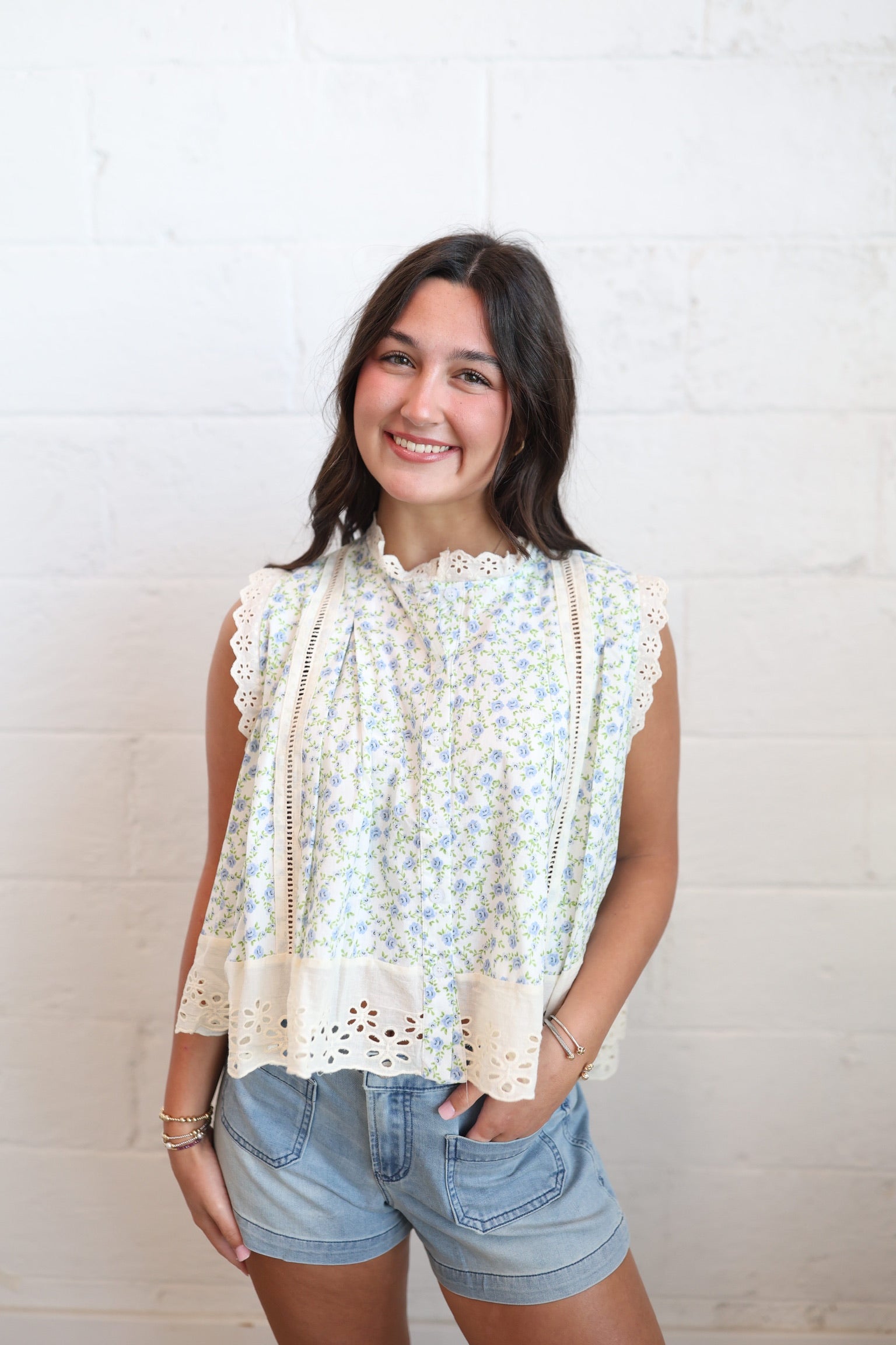 Gardenia Floral Eyelet Top