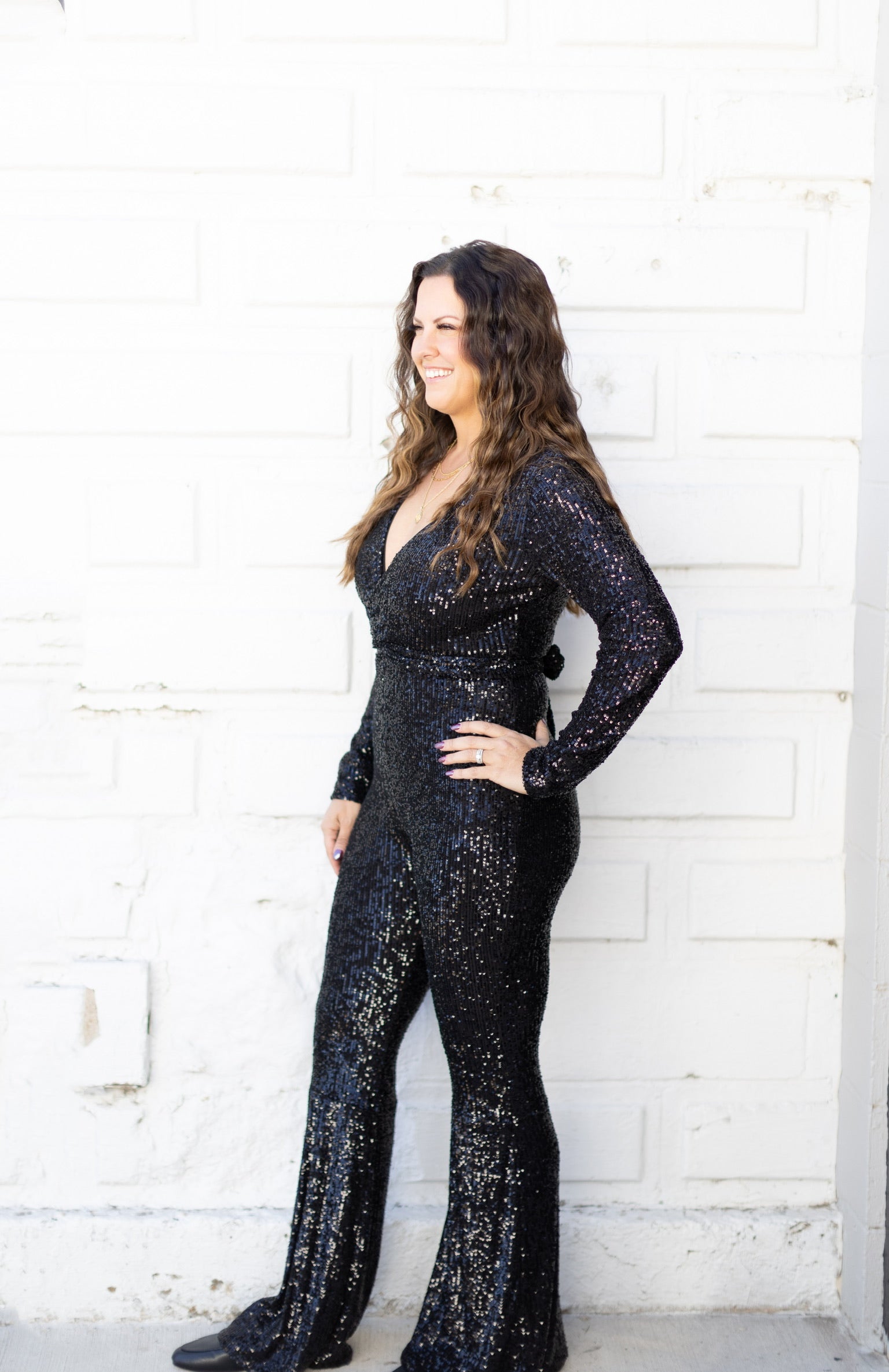 Martina Jumpsuit, Midnight Glitz Sequins