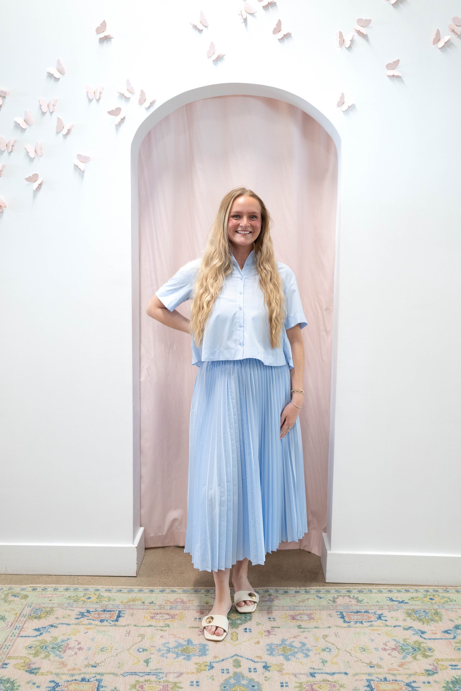 Baby Blue Pleated Skirt