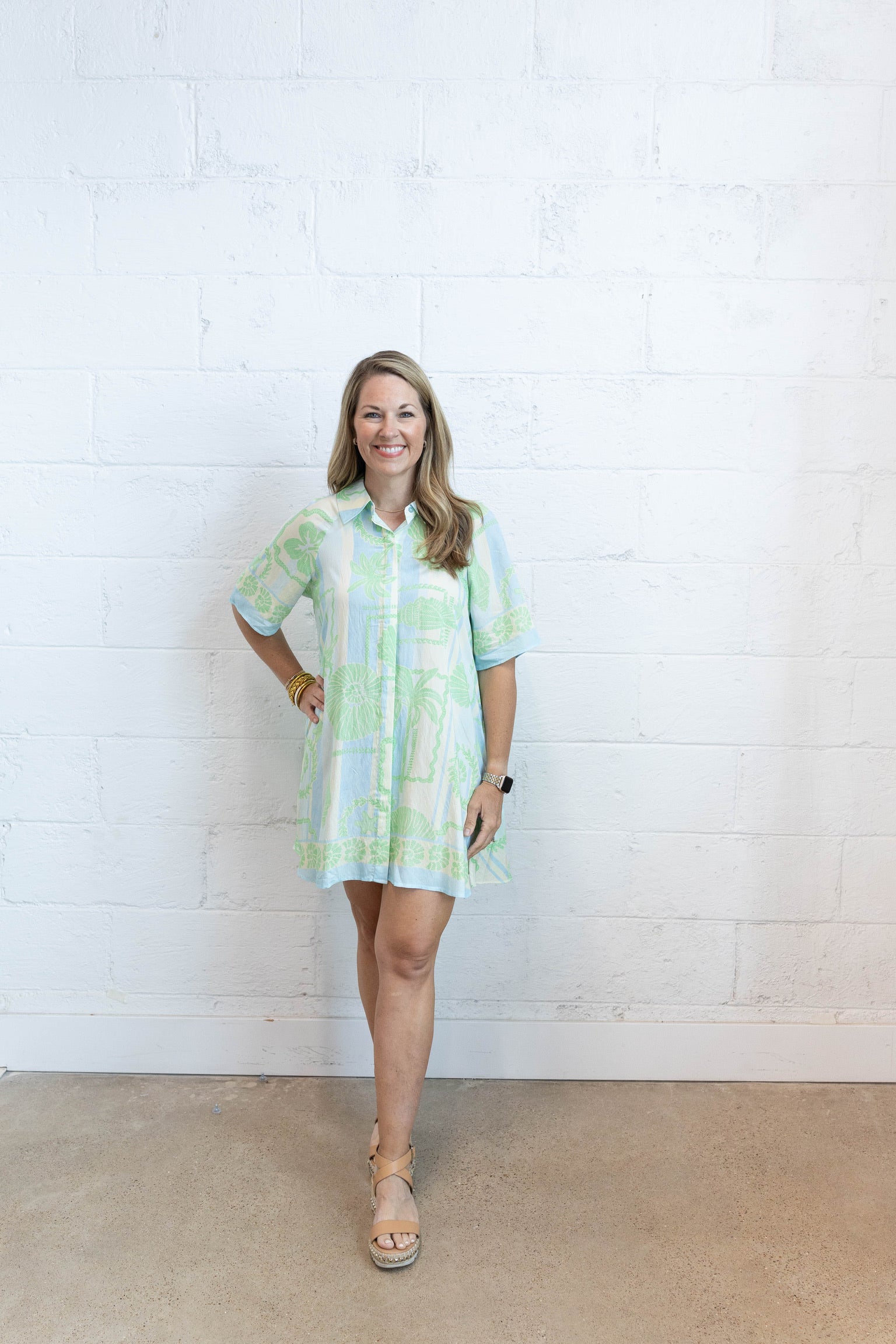 Seashell Stripe Shirt Dress