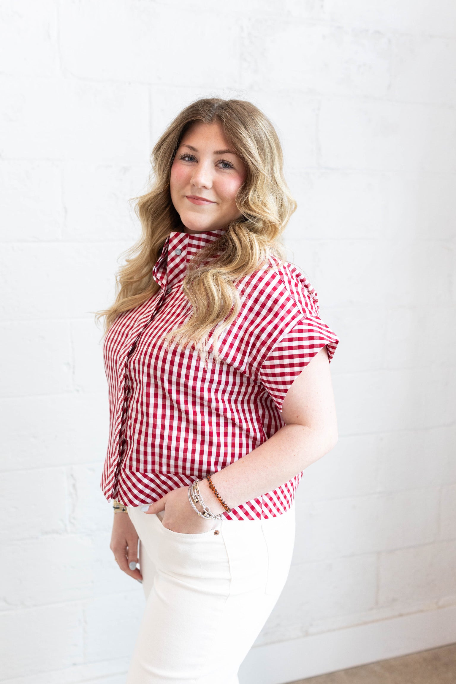 Ruby Red Gingham Top