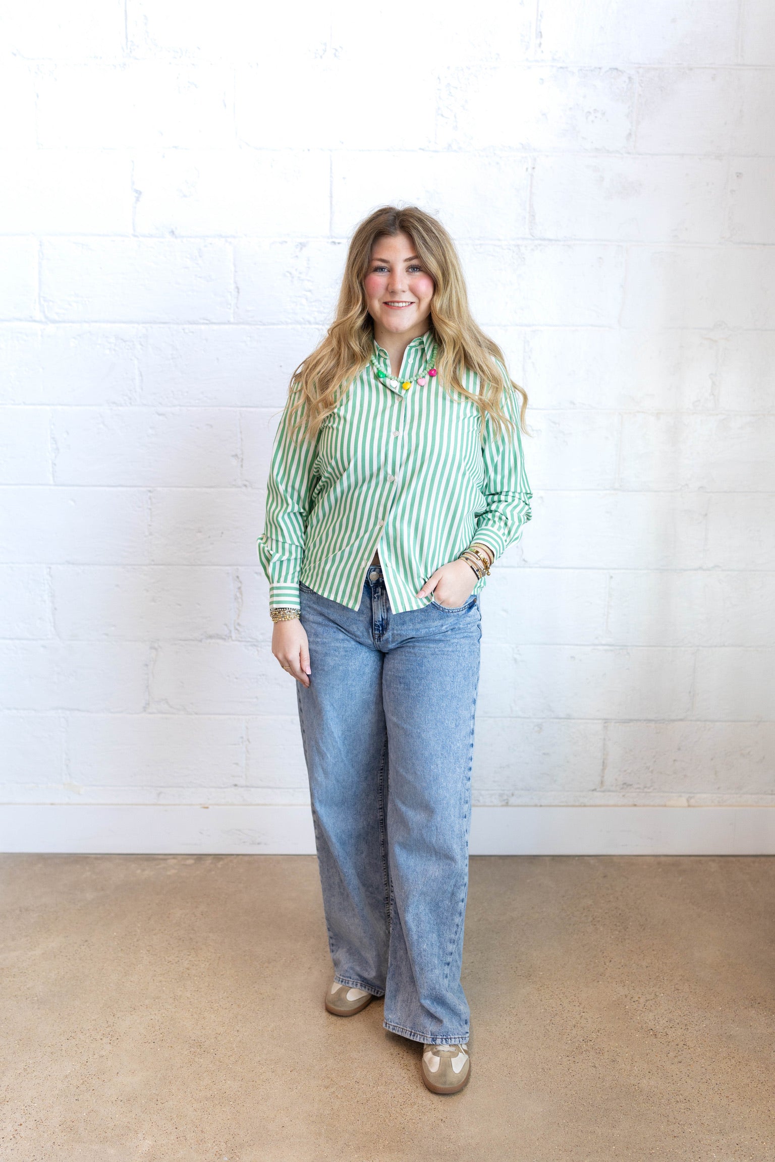 Hetila Green Stripe Top