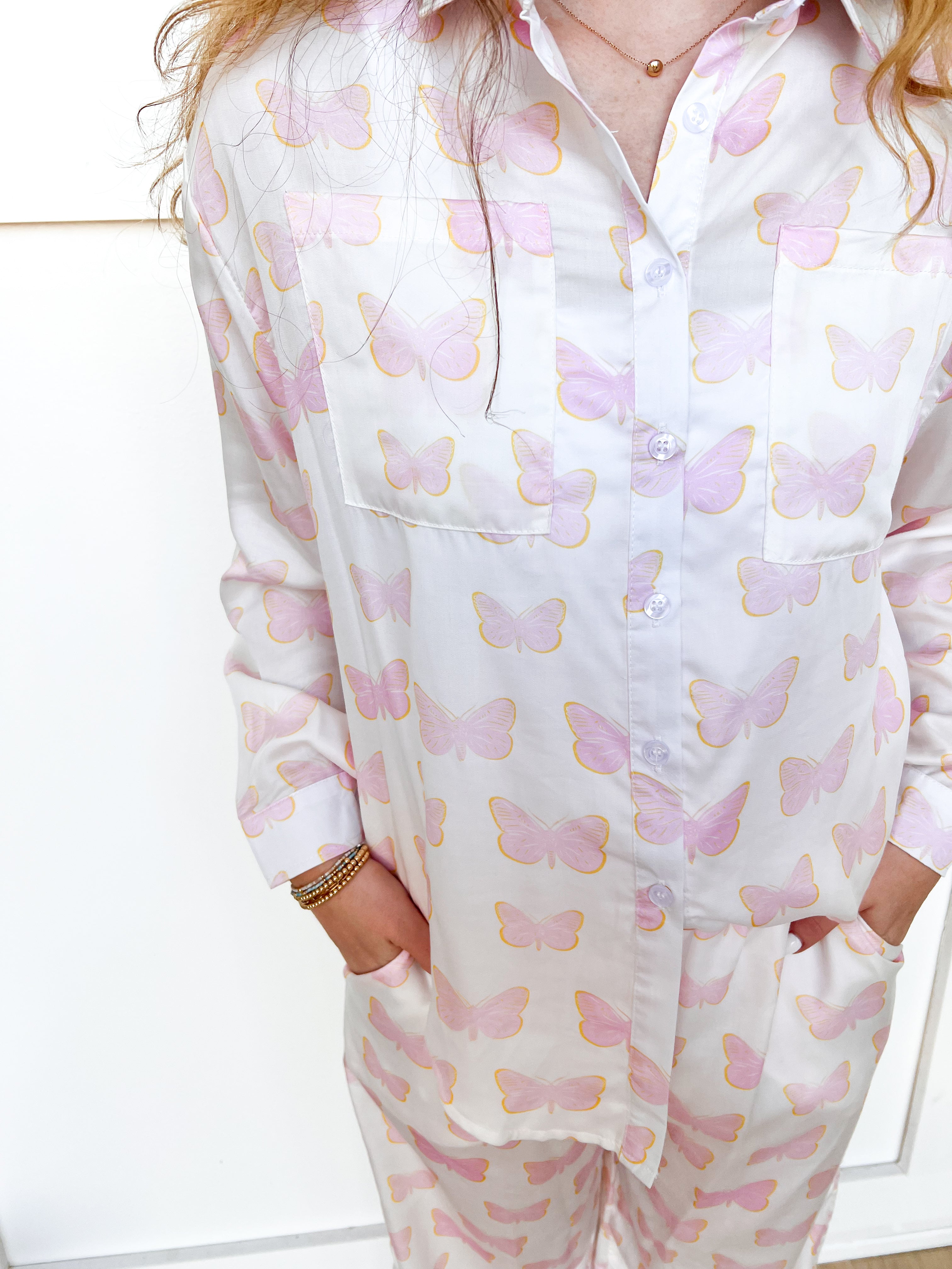 Pink Butterfly Pajama Set