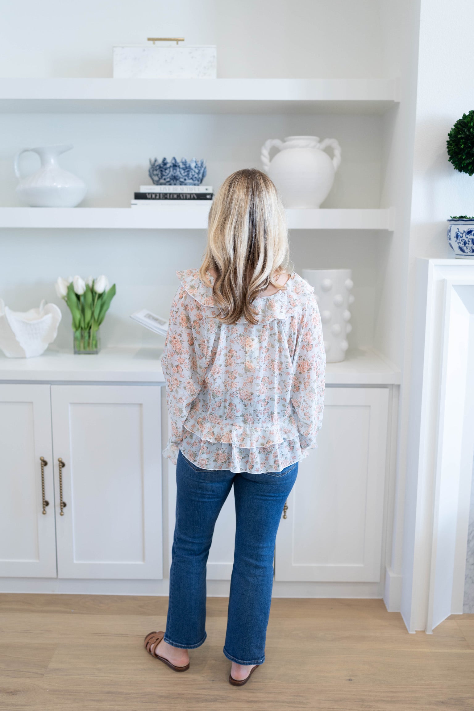Floral Raglan Ruffle Top