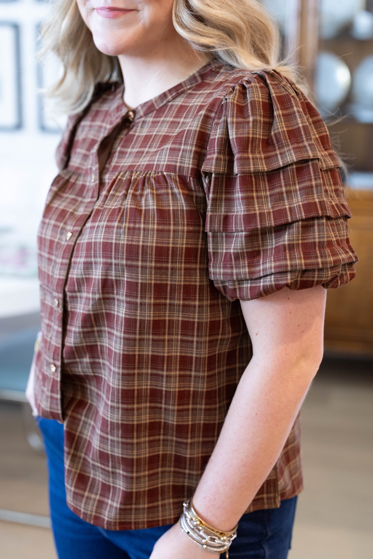 Rust Plaid Blouse