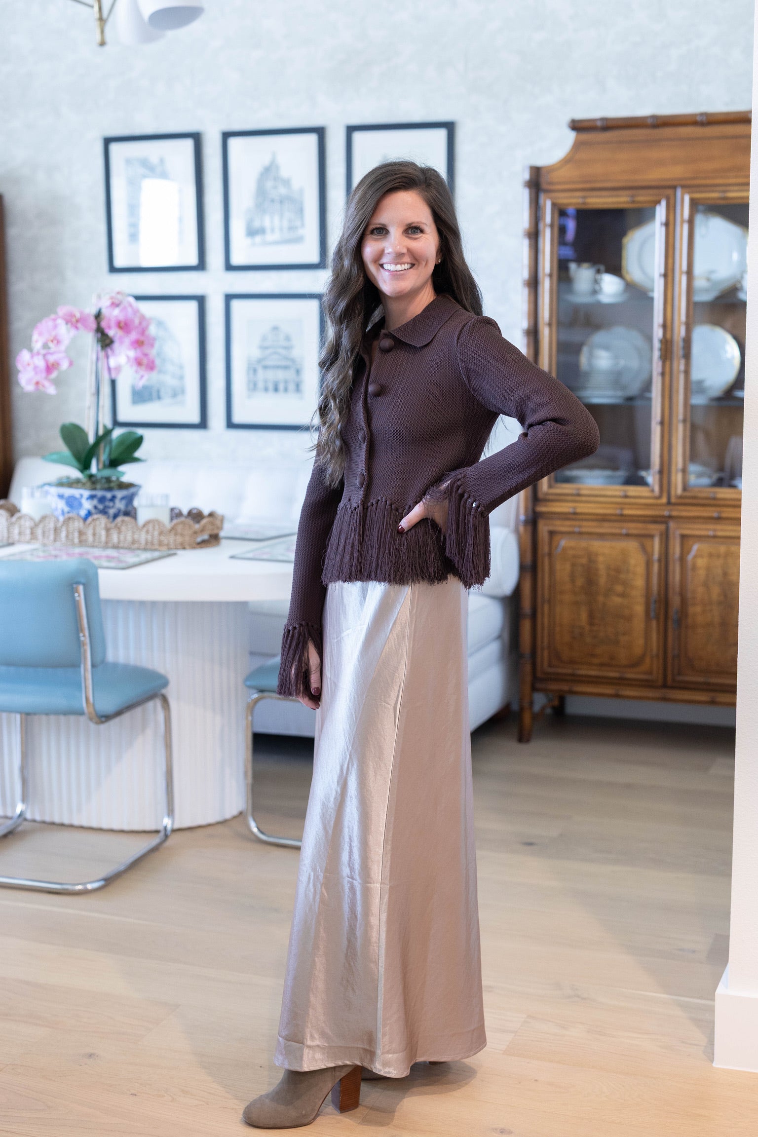 Fringe Trim Knit Cardigan