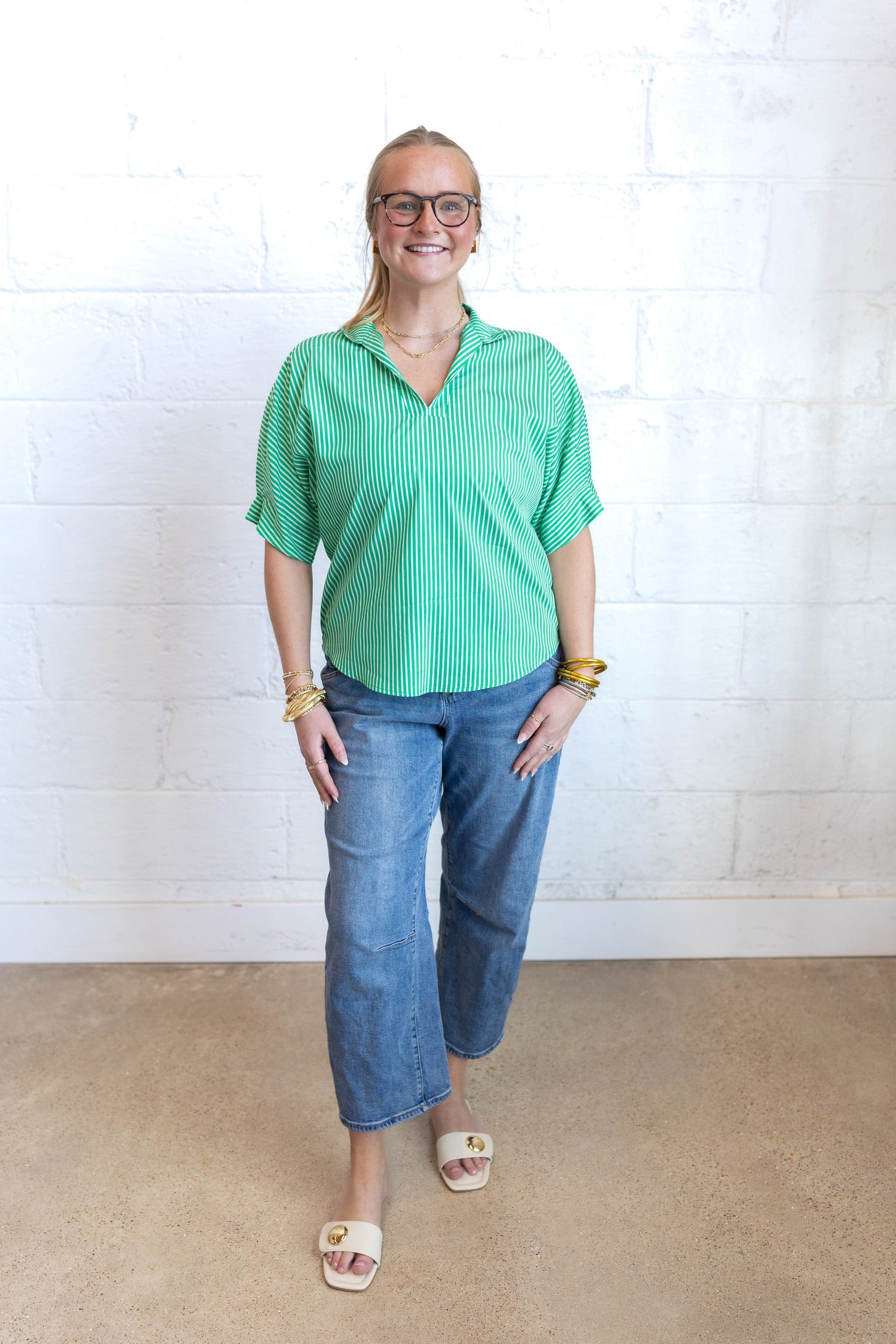 Green Annie Stripe Top