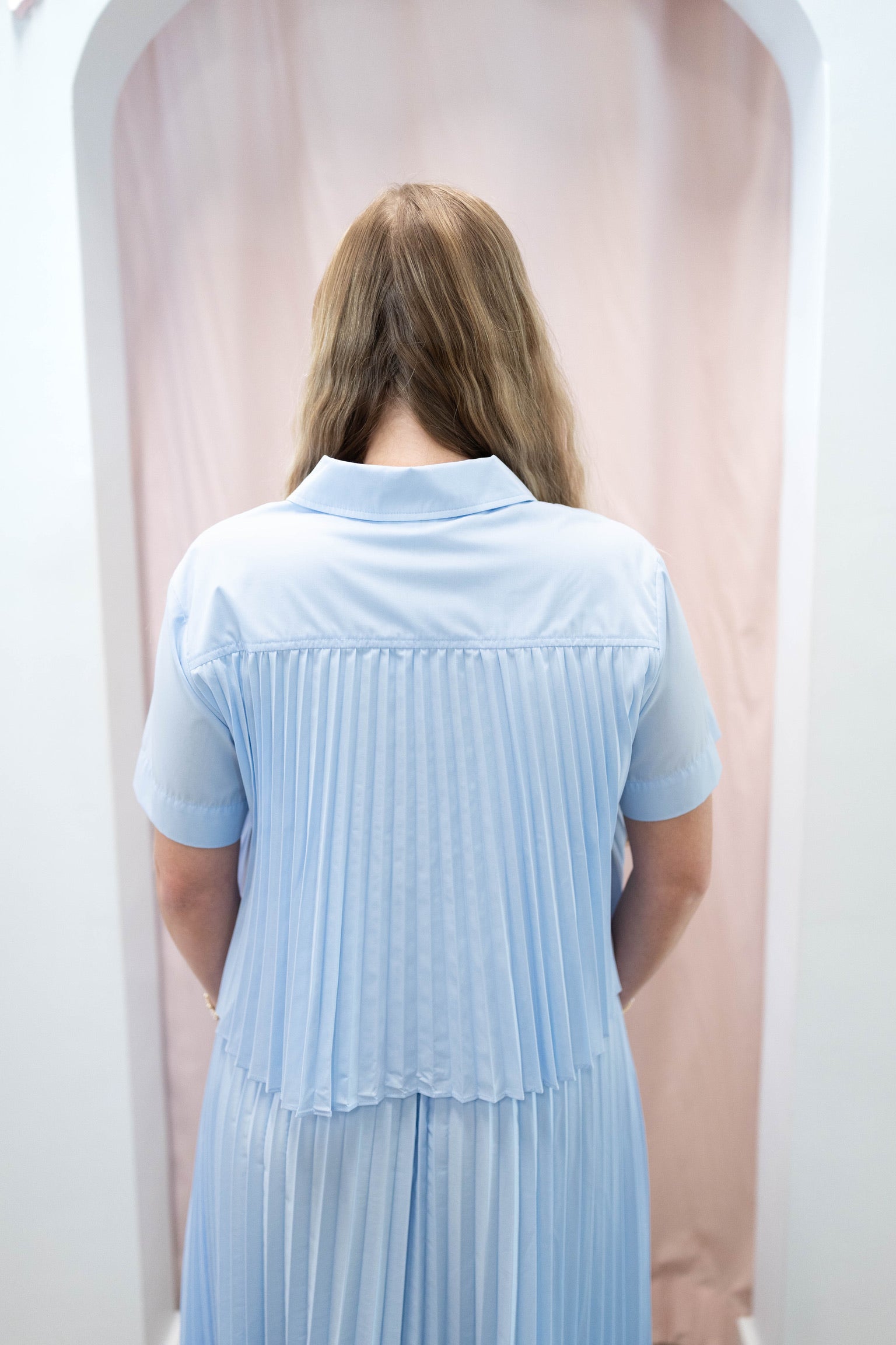 Baby Blue Pleated Top