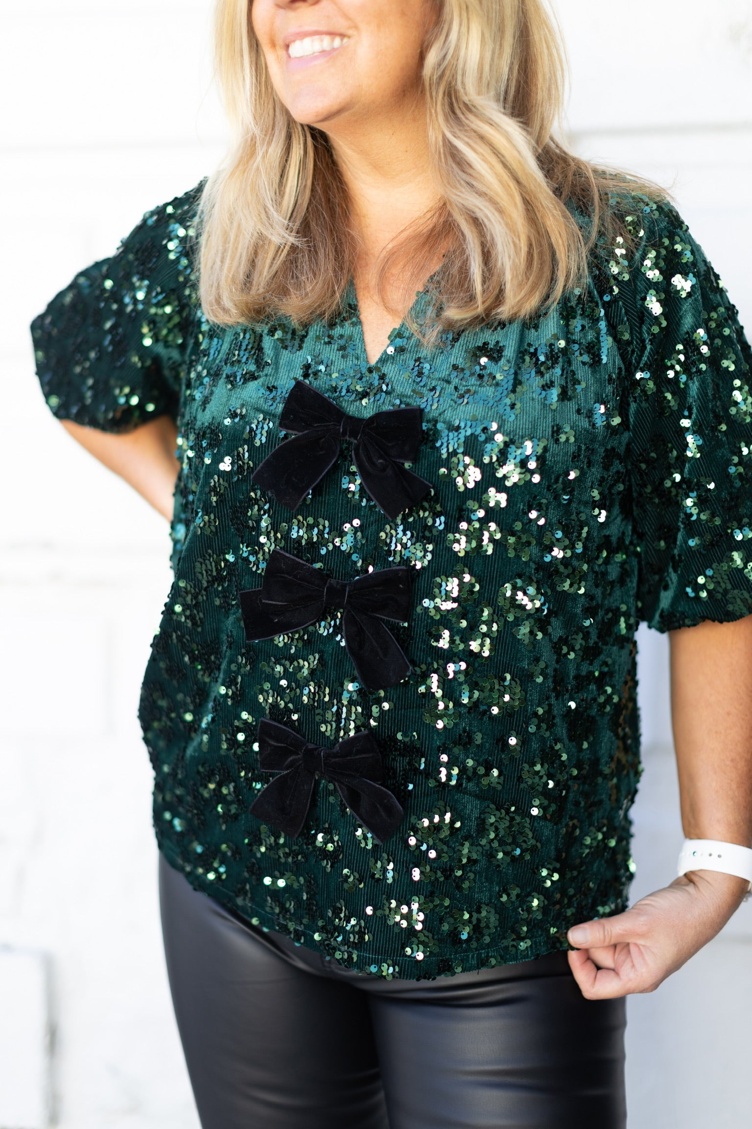 Green Sequin Holiday Top