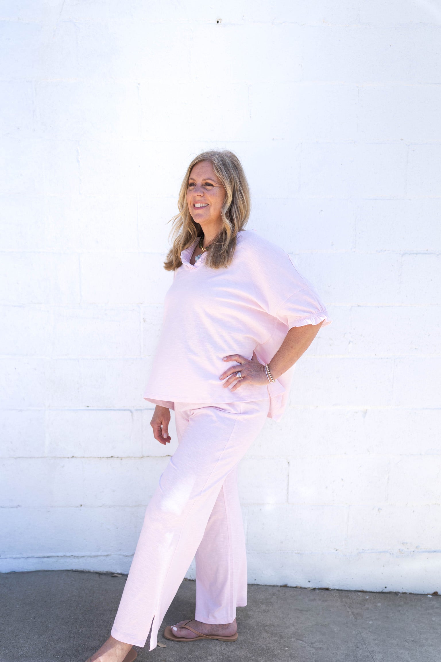 Amelia Blush Ruffle Tee