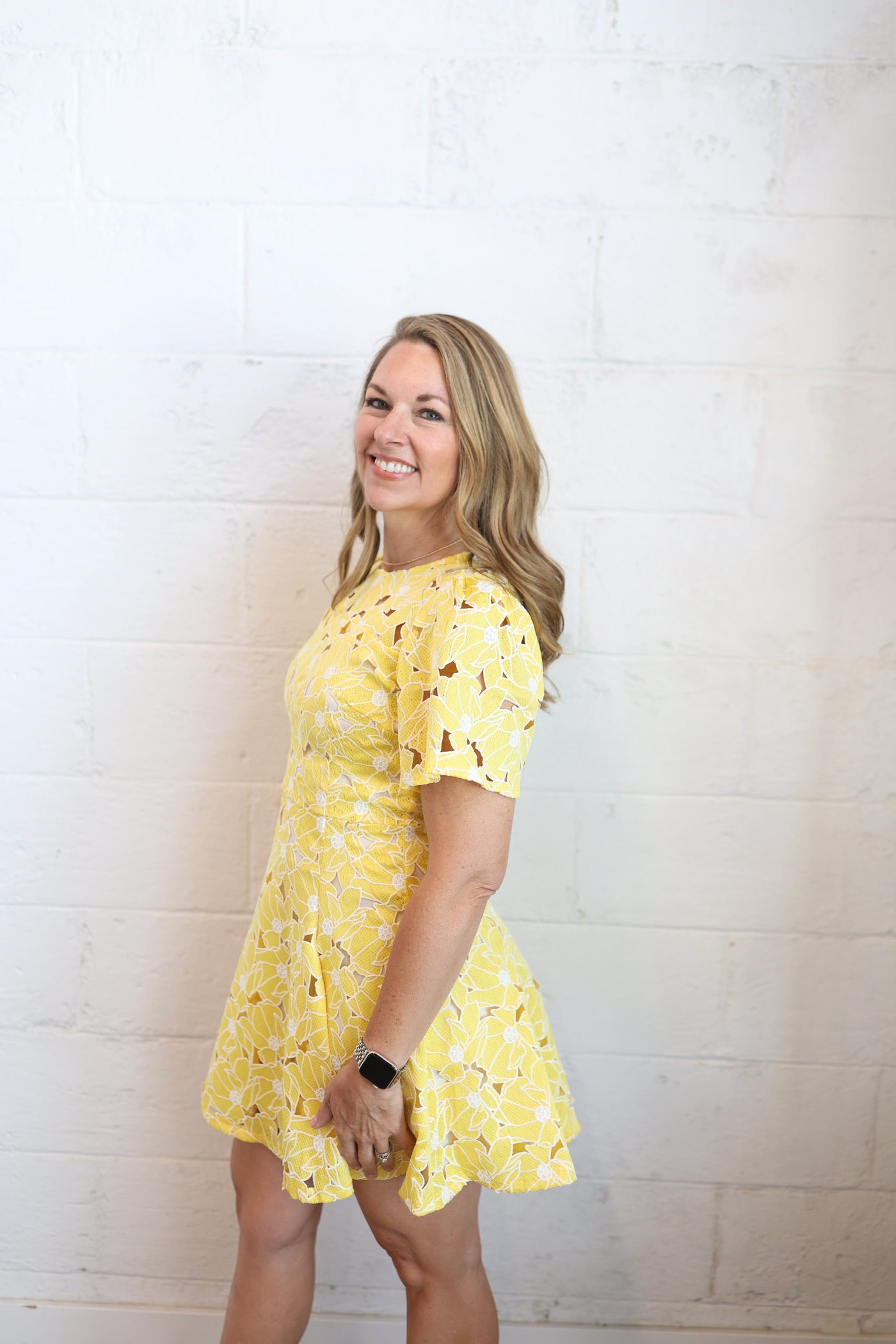 Yellow Lace Mini Dress