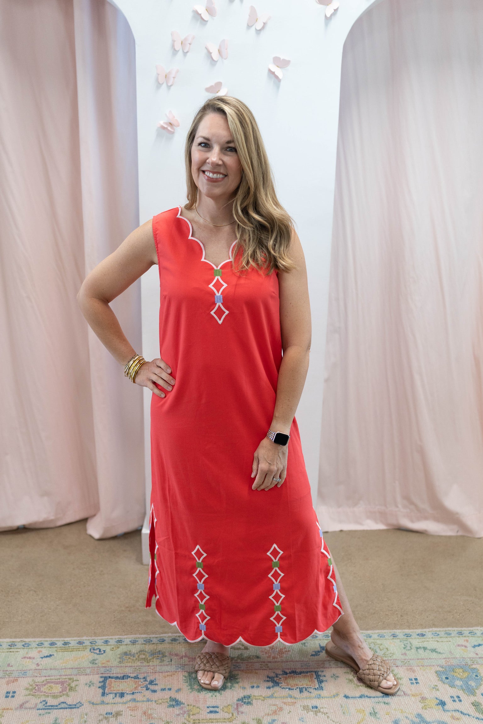 Coral Scallop Dress