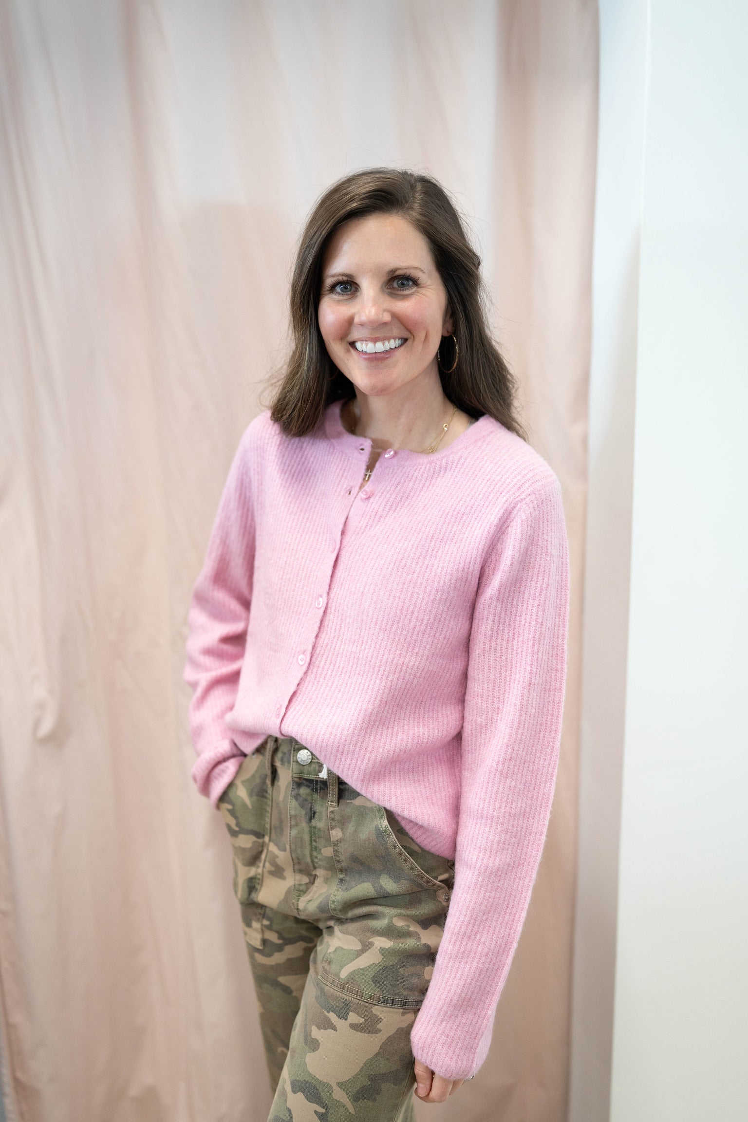 Pink Medina Rib Cardigan