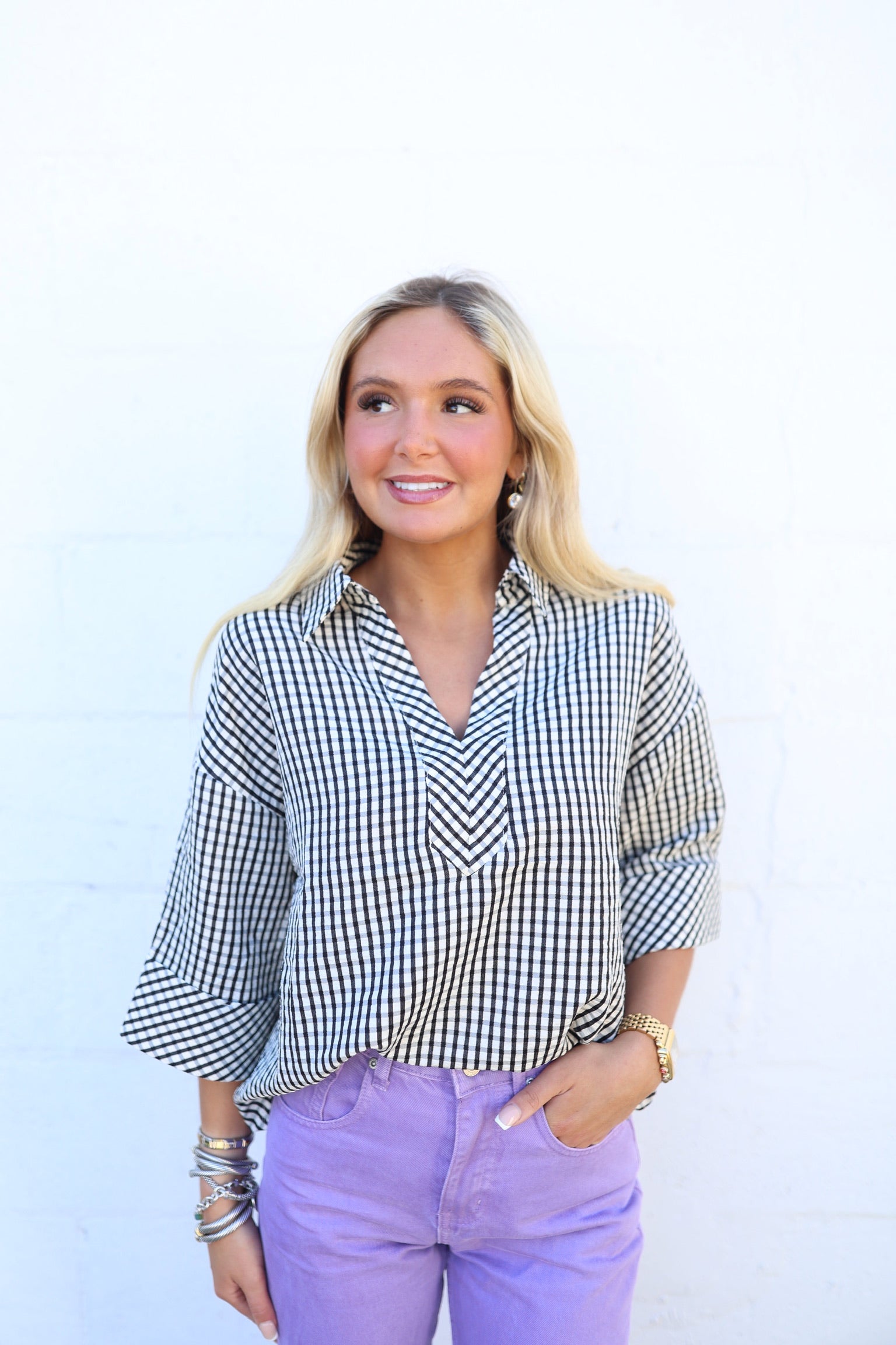 Bernice Gingham Top