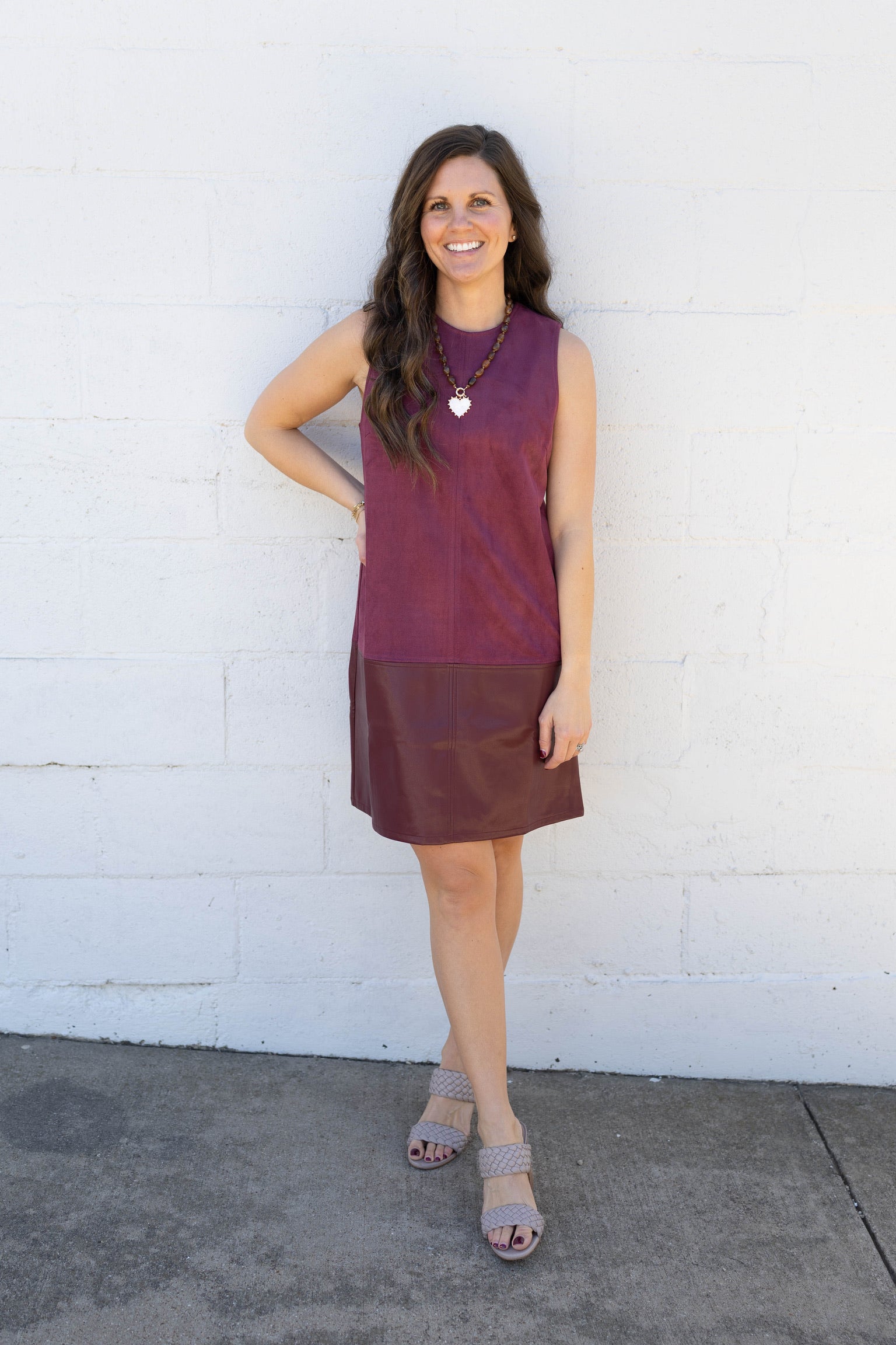 Taylor Wine Mixed Media Dress