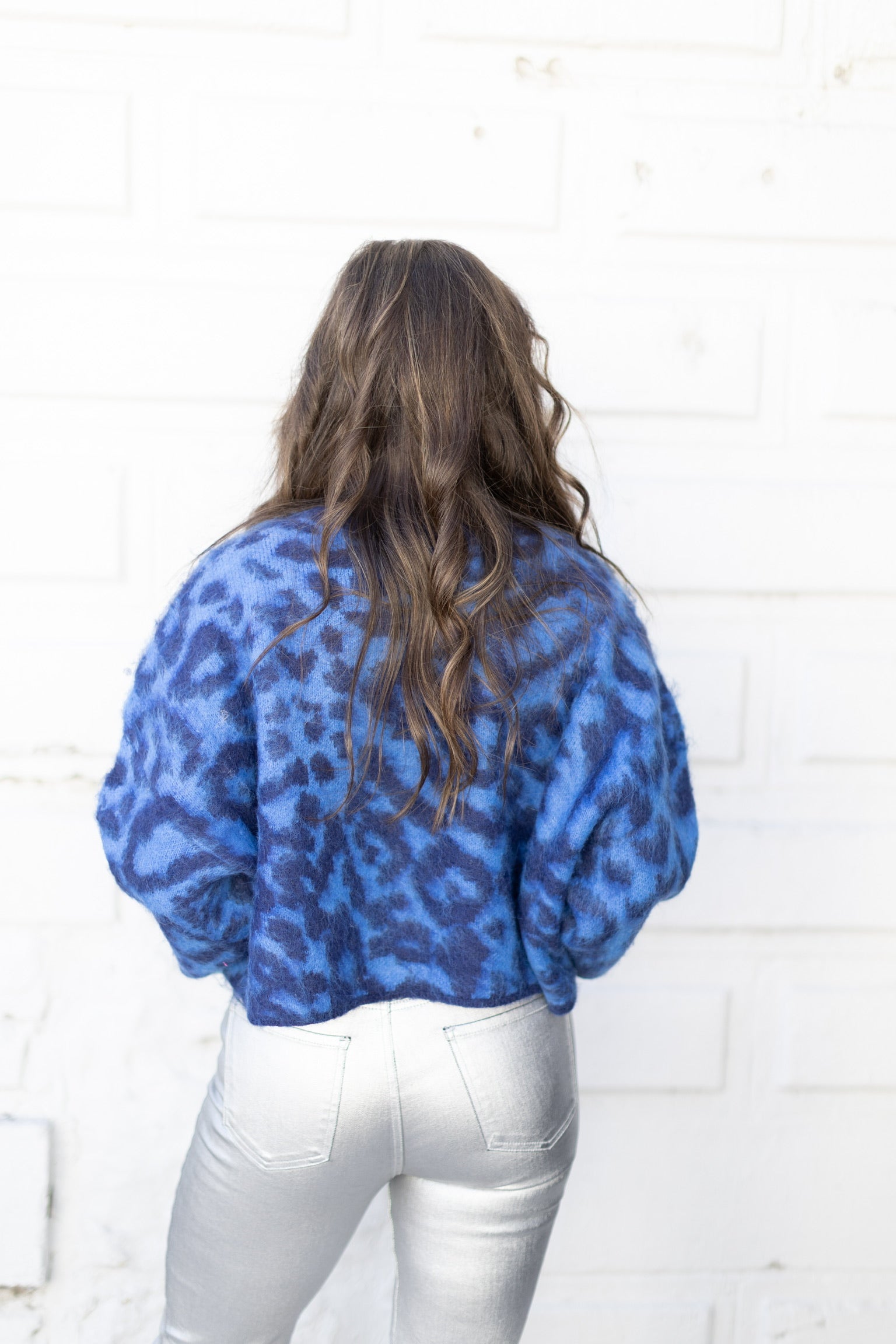 Blue Crop Leopard Sweater