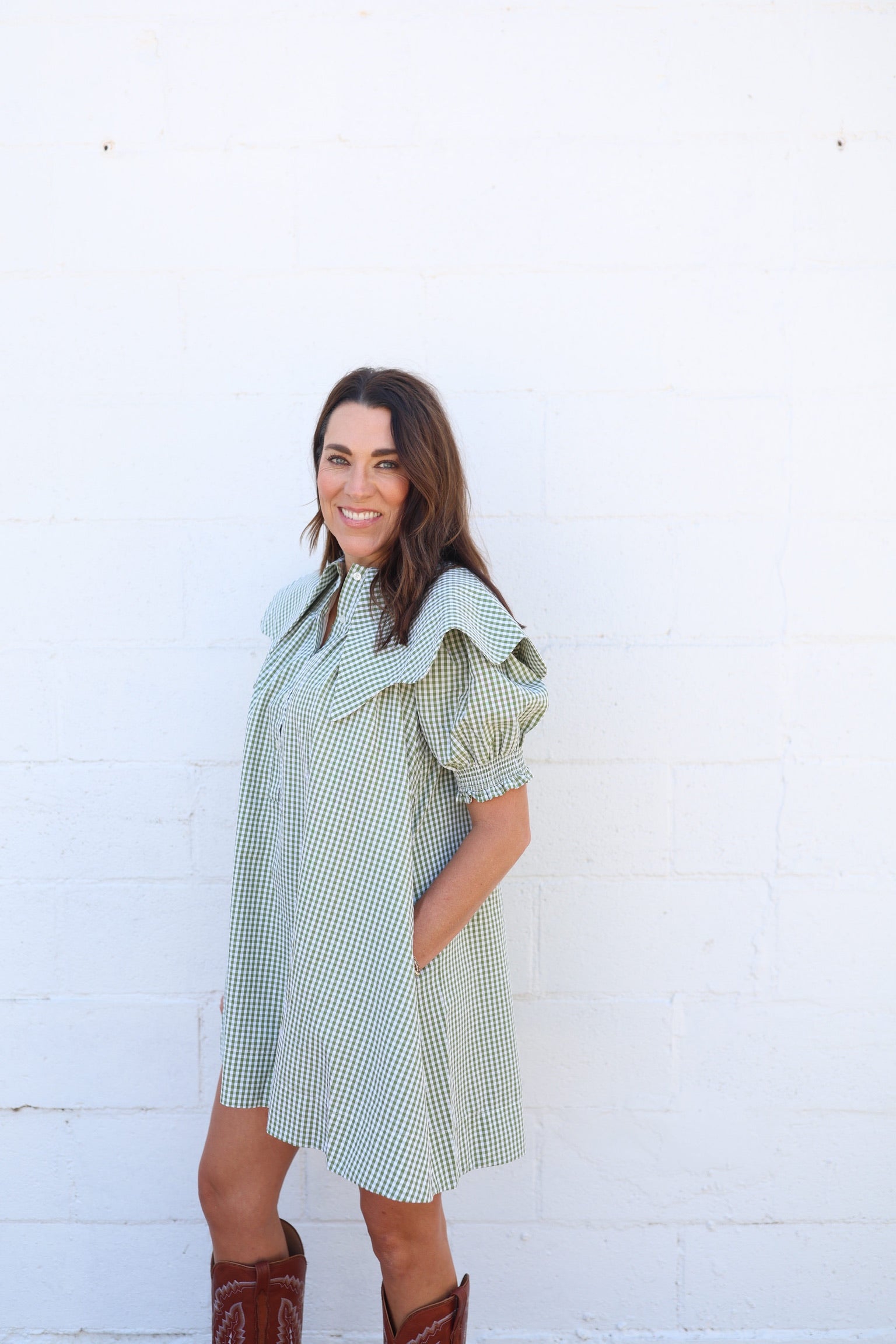Citrine Check Collar Dress