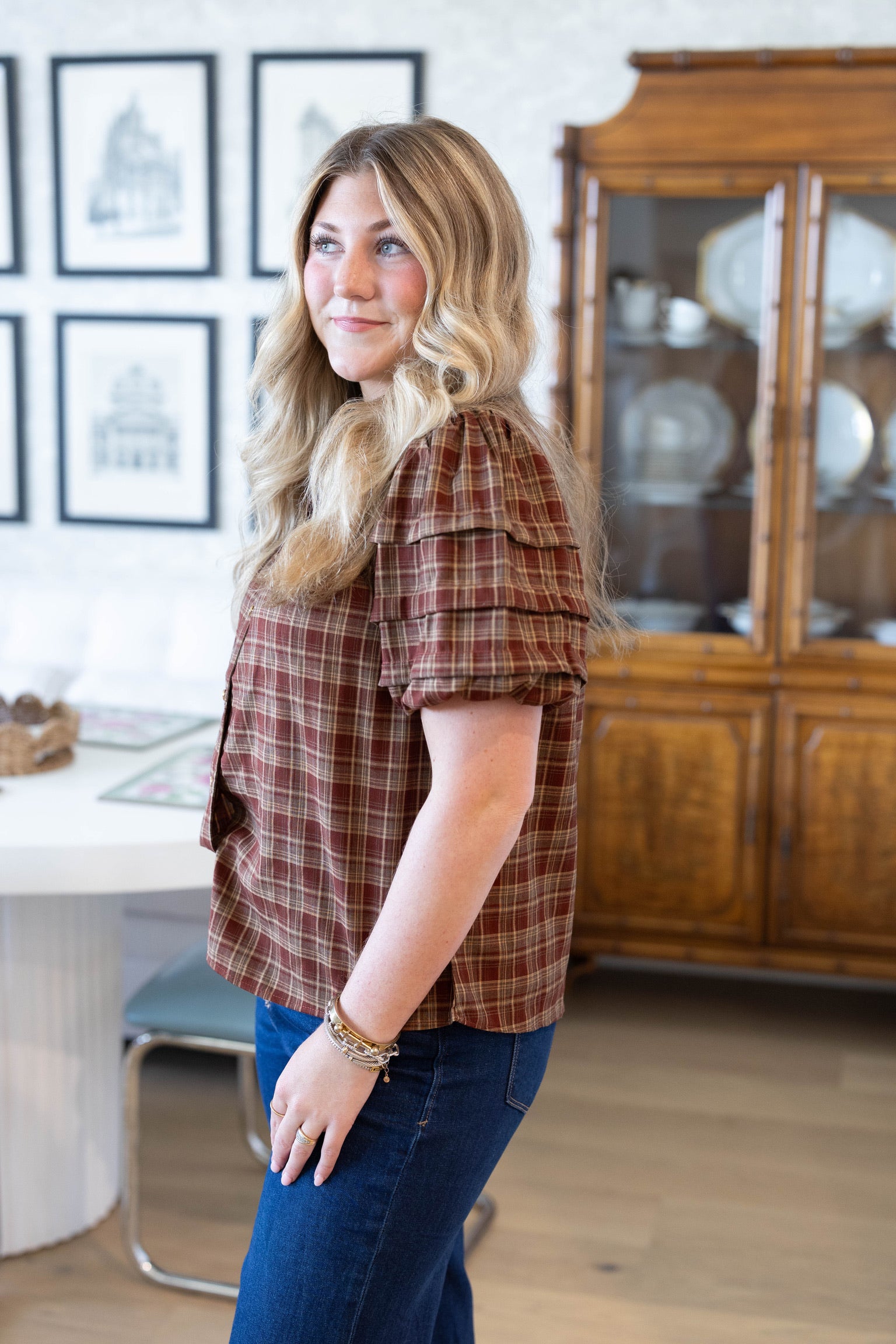 Rust Plaid Blouse