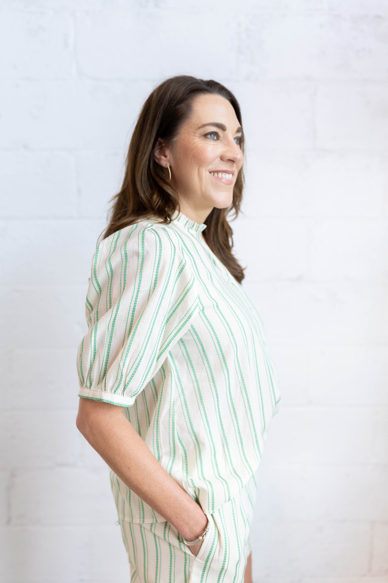 Gracie Green Stripe Top