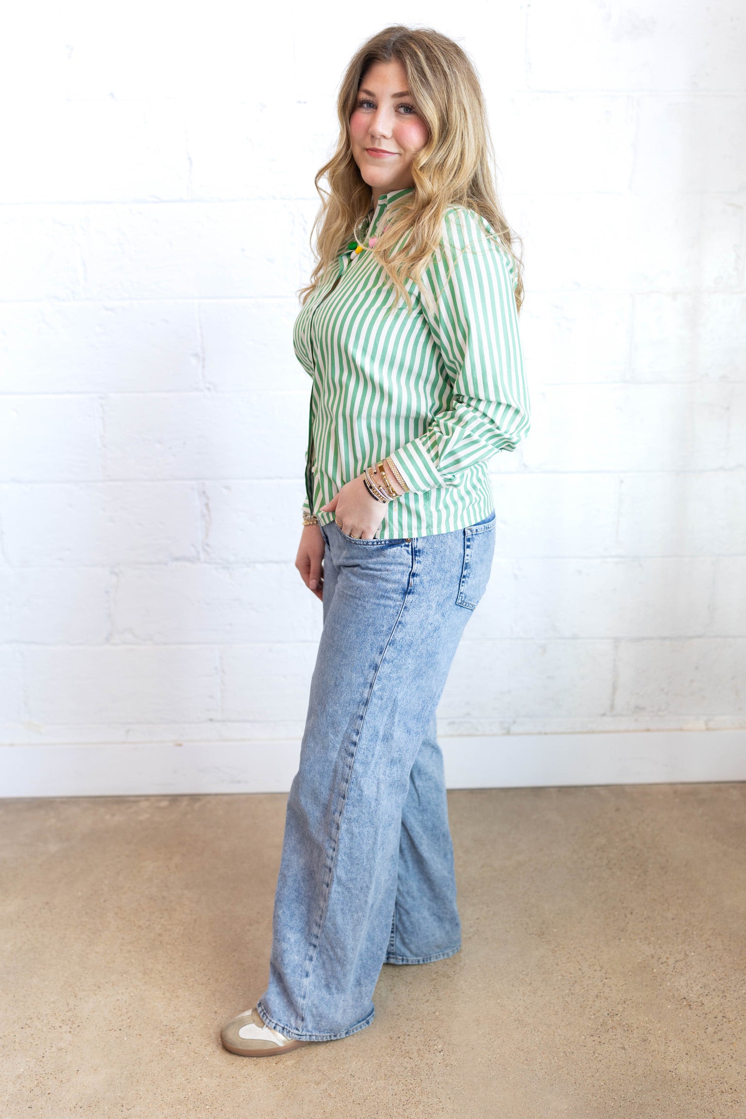 Hetila Green Stripe Top