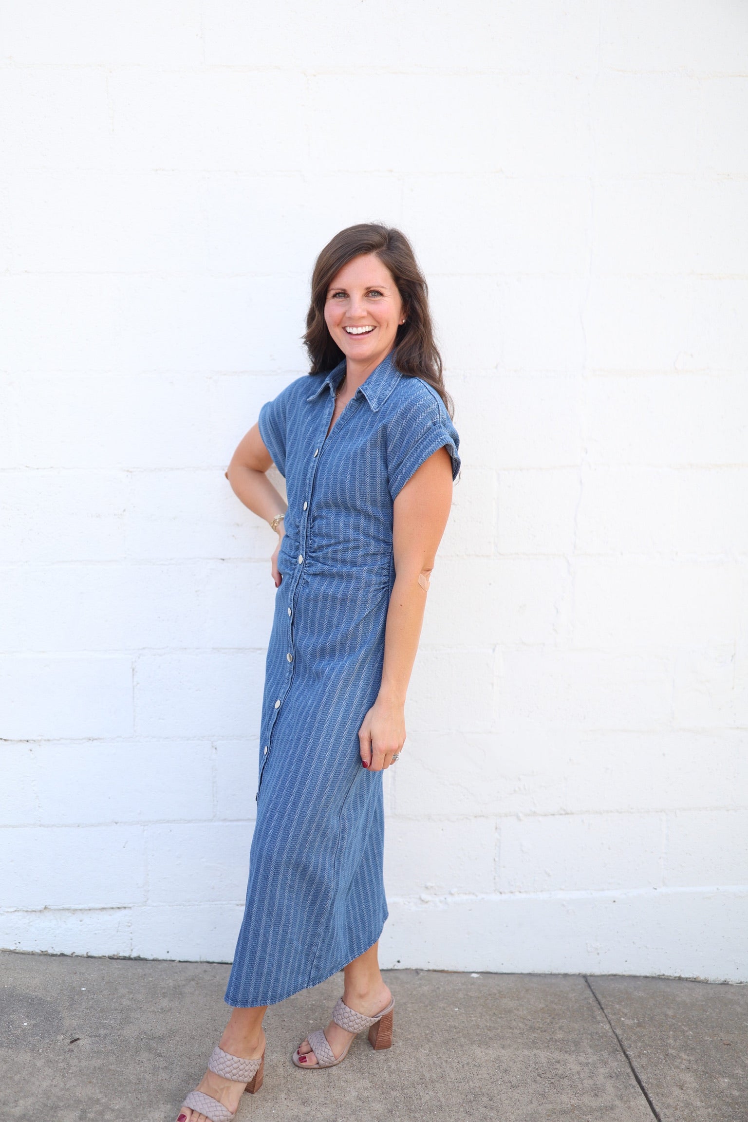 Stripe Denim Fitted Dress