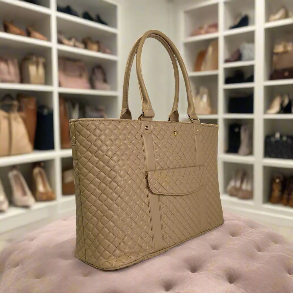 Nude Quilted Vip Travel Tote